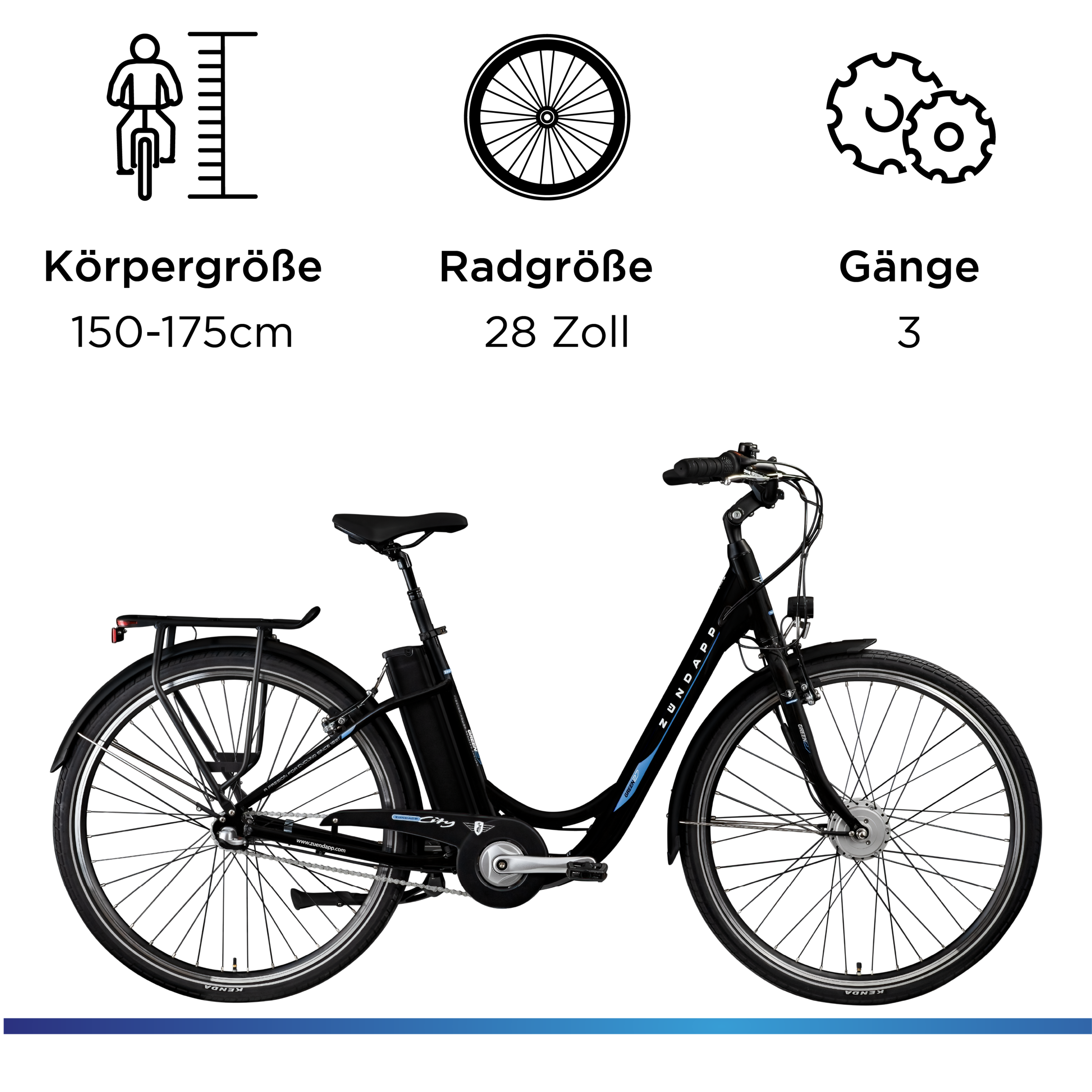 Zündapp »Green 2.7« 3 Gang Shimano Nexus Schaltwerk Nabenschaltung Frontmotor 250 W Pedelec, Elektrofahrrad für Damen u. Herren