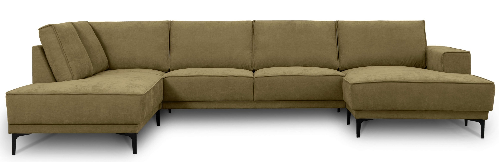 Places of Style Wohnlandschaft »XXL Sofa Oland, Struktur, Flachgewebe, Luxus-Microfaser, Boucle«, U-Form, 345 cm, Wellenunterfederung, Skandi-Design, Metallfüße