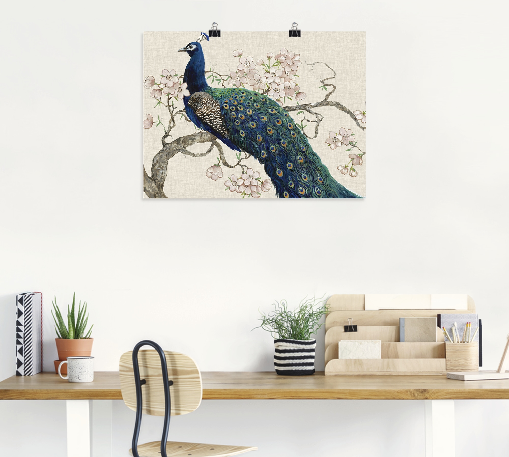 Artland Wandbild »Pfau & Blüten II« Vögel 1 Stk. tlg. als Leinwandbild, Poster in verschied. Größen