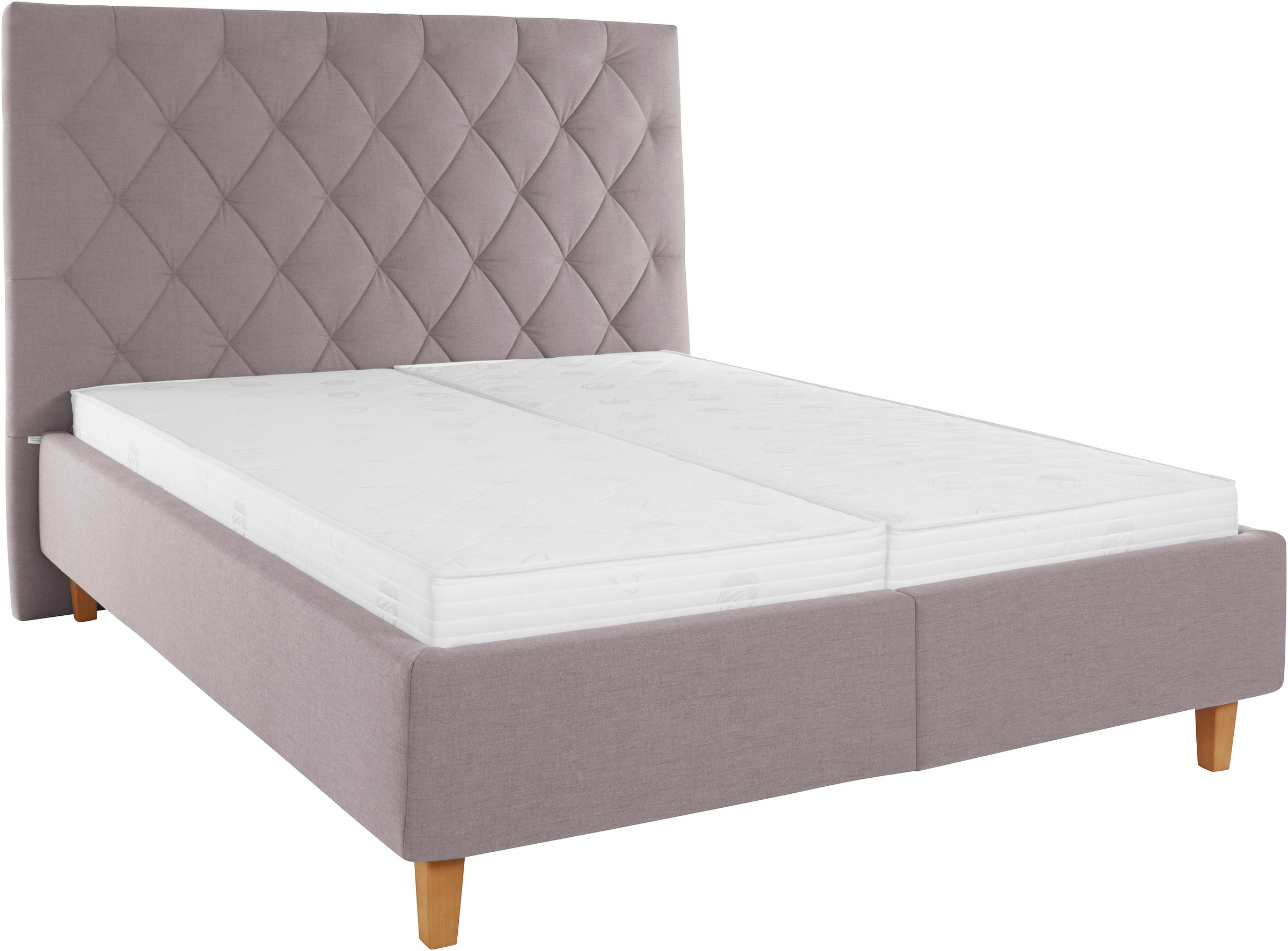 Home affaire Polsterbett »Sunley 140«, Kreuzsteppung, Kopfteilhöhe 142 cm, ohne oder mit Matratze/Lattenrost