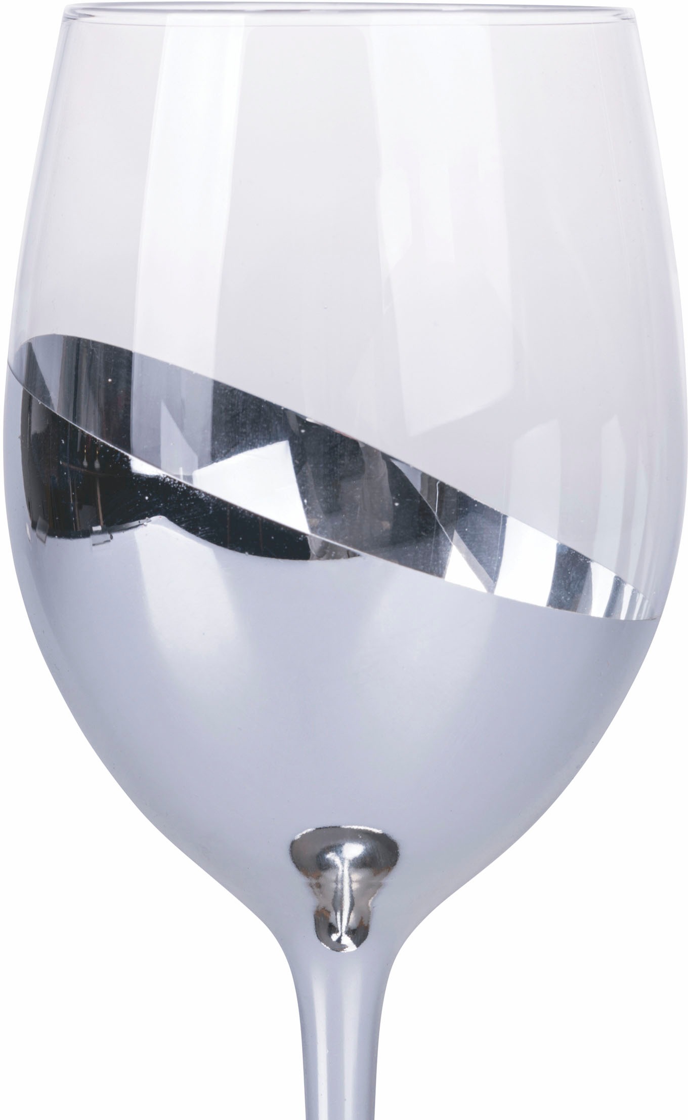 Villa d'Este Weinglas »Chic silber«, (Set, 6 tlg.), Gläser-Set, 6-teilig, Inhalt 520 ml