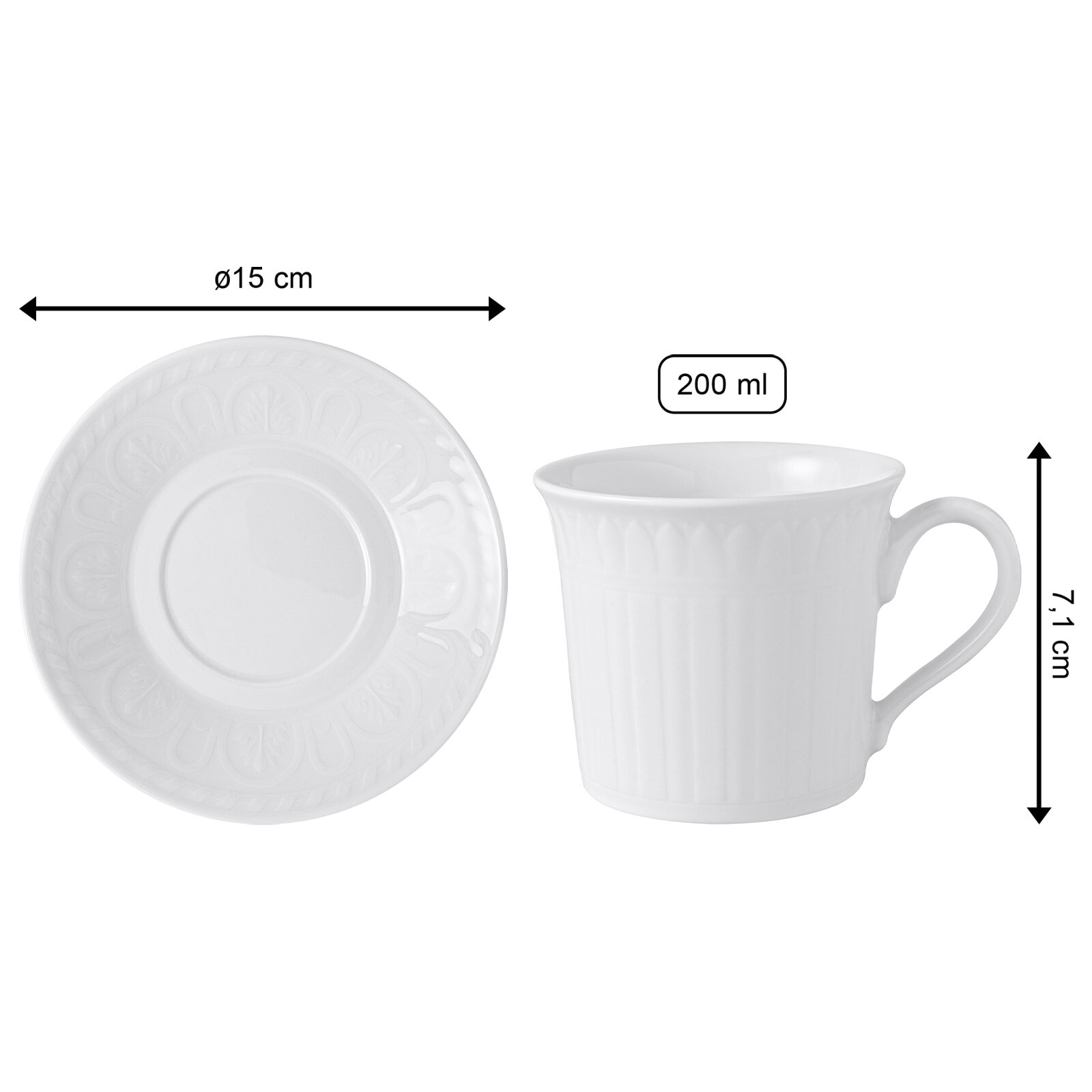 Villeroy & Boch Tasse »Kaffeetassen mit Untertassen Cellini 200 ml 6er Set weiß« Spülmaschinengeeignet, Mikrowellenfest