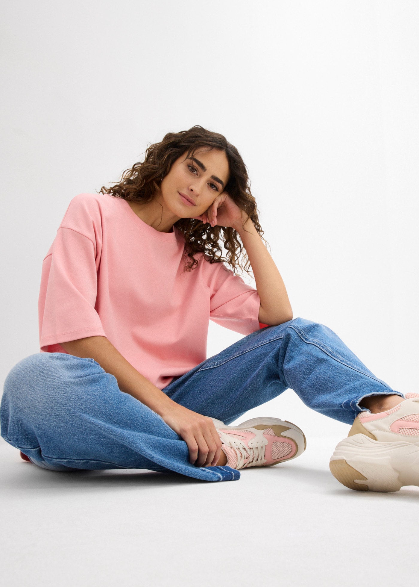 bonprix Longshirt Oversized Schnitt, Halbarm, für Frühling und Sommer
