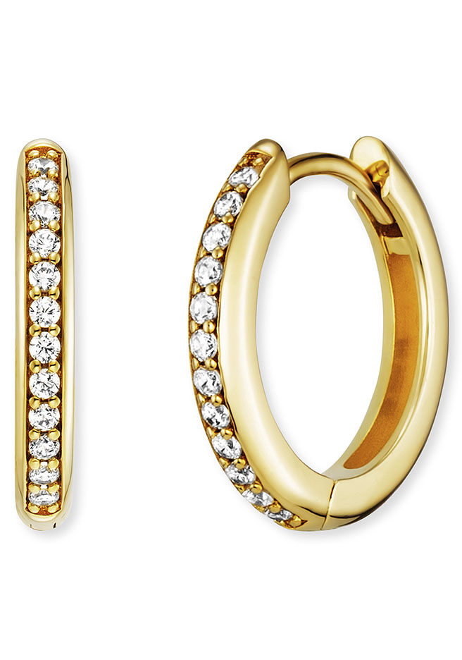 Engelsrufer Orecchini A Cerchio Donna Argento | Con Zirconi Bianchi, Misura 13mm, Rodiati