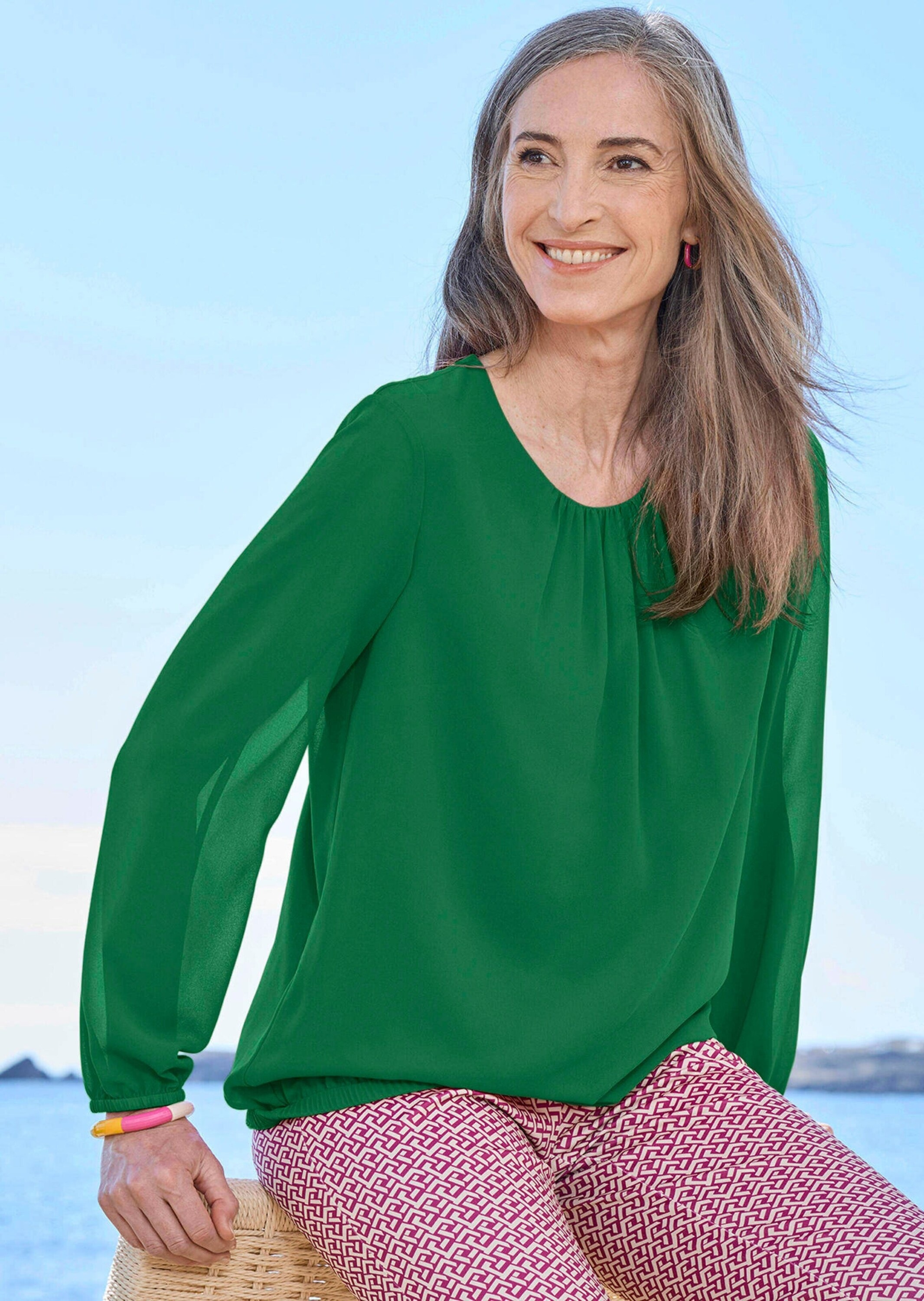 GOLDNER Klassische Bluse »Kurzgröße Elegante Bluse aus Chiffon«