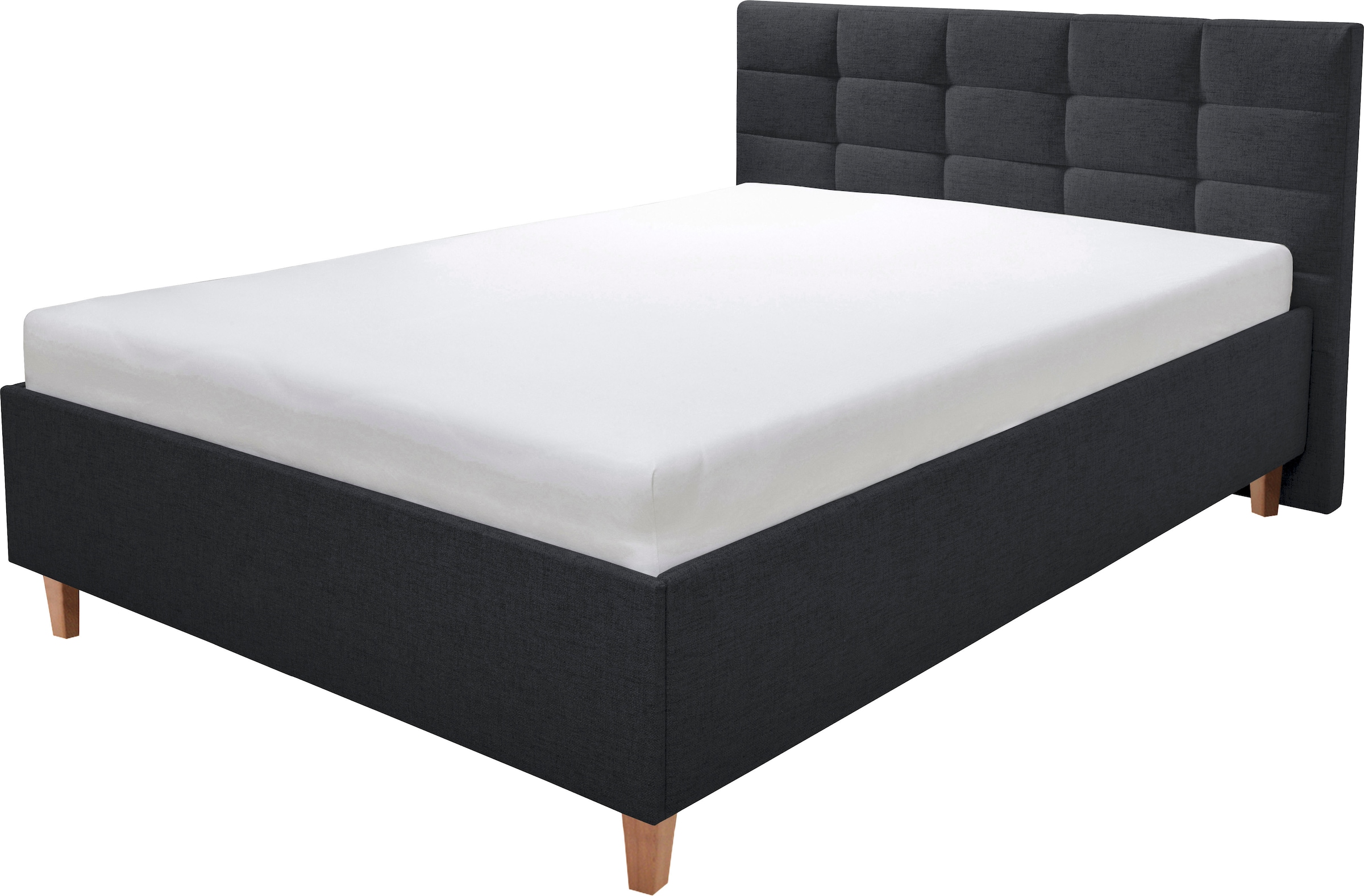 Alina Polsterbett »Ricardo« Füße in Buche natur in schwarz, Größe Liegefläche B/L: 160 cm x 200 cm