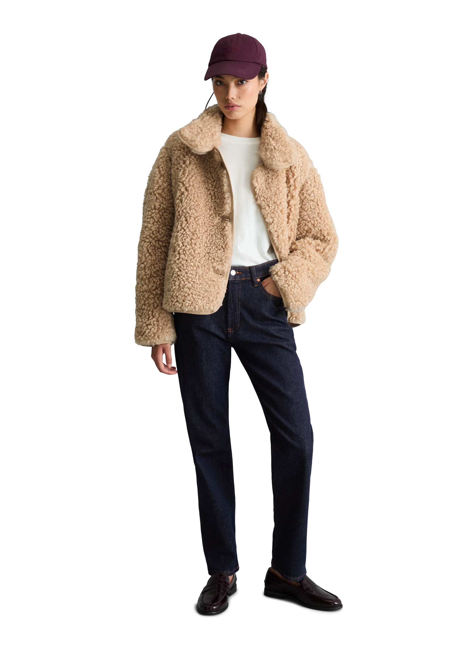 Marc O'Polo DENIM Plüschjacke aus weichem Curly-Plüsch, Regular Fit, Stehkragen
