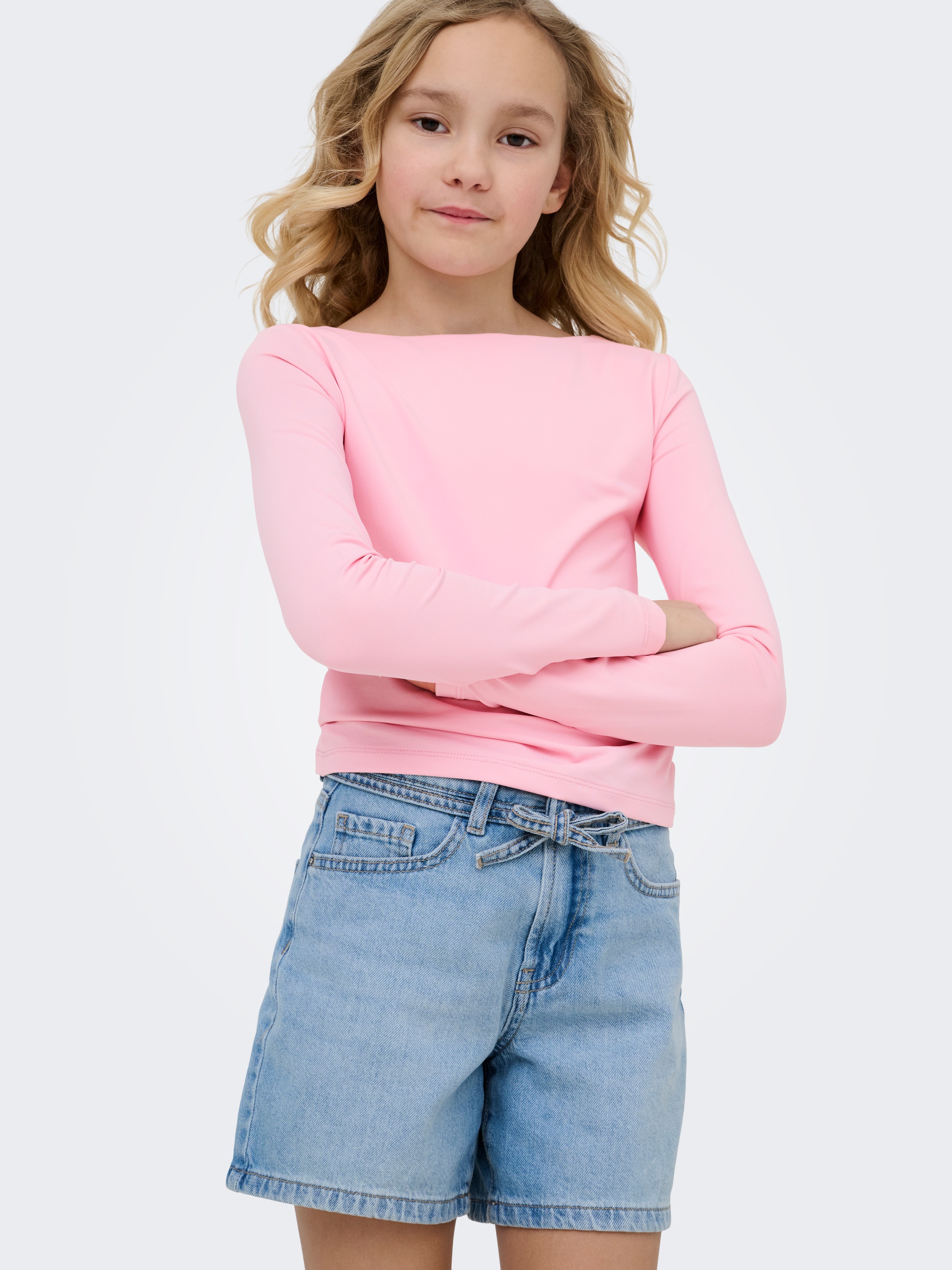 KIDS ONLY Jeansshorts »KOGGIANNA HW BELT SHORTS PIMBOX DNM NOOS« mit schmalem, dekorativen Bindeband in der Taille