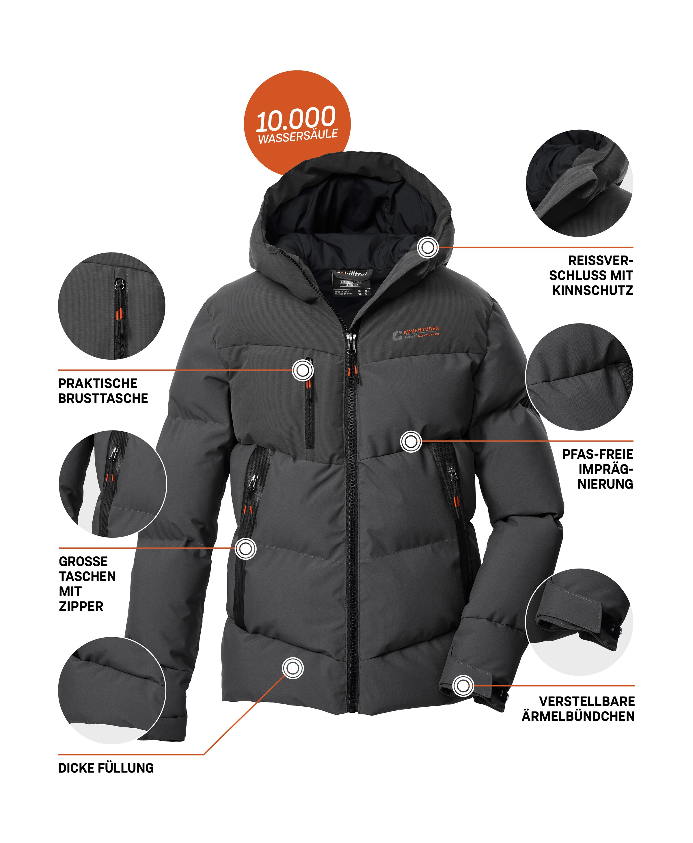 Killtec Steppjacke »KOW 230 BYS QLTD JCKT«, Winddichte, wasserabweisende Kinderjacke mit verstellbaren Bündchen