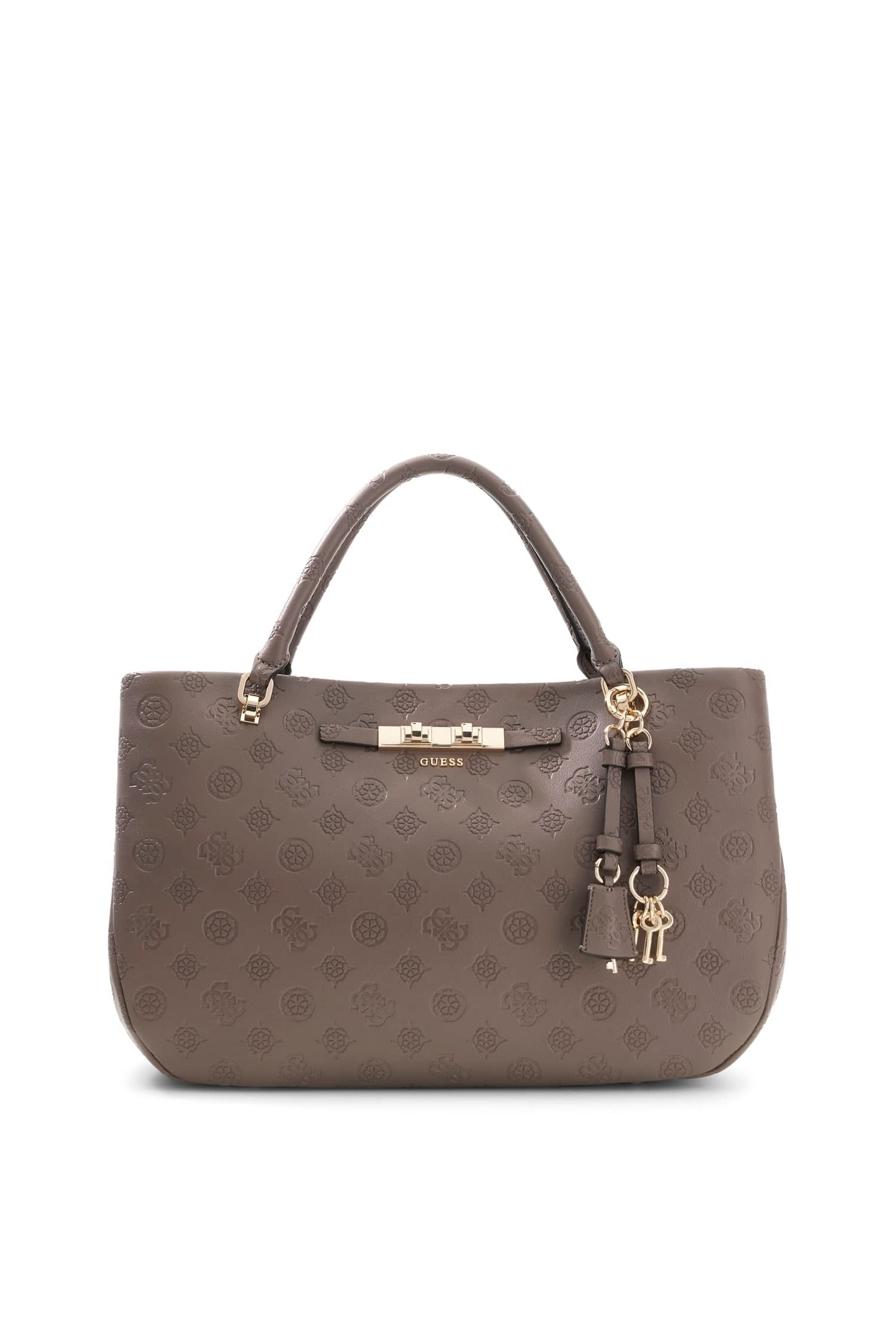 Guess Umhängetasche »CARMELLA GIRLFRIEND SATCHEL« Damen Handtasche mit abnehmbarem Schlüsselanhäner