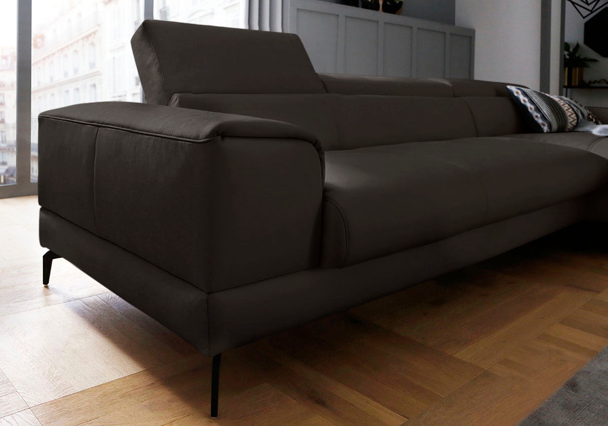 W.SCHILLIG Ecksofa »piedroo, Designsofa mit tollem Sitzkomfort, bequem, L-Form«, Kopfteilverstellung, wahlweise mit Sitztiefenverstellung, Breite 343cm