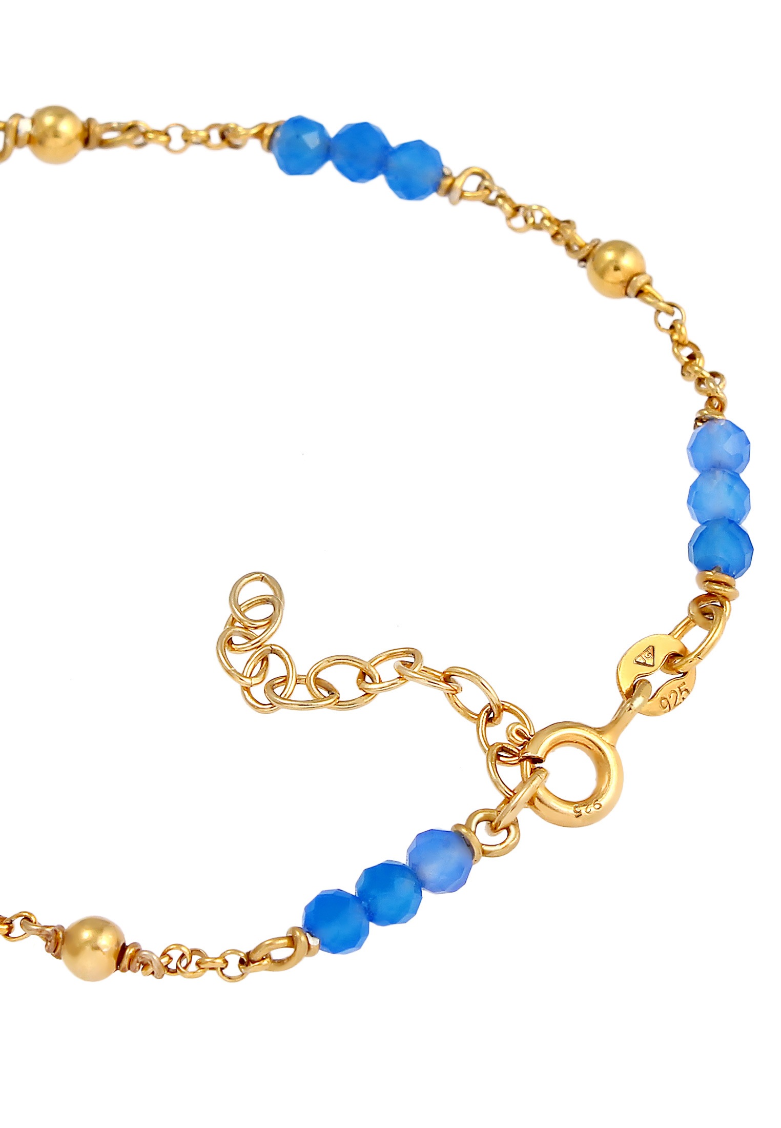 Elli Armkette »Armband Silber Kugel Achat Bead Blau 925er Silber«