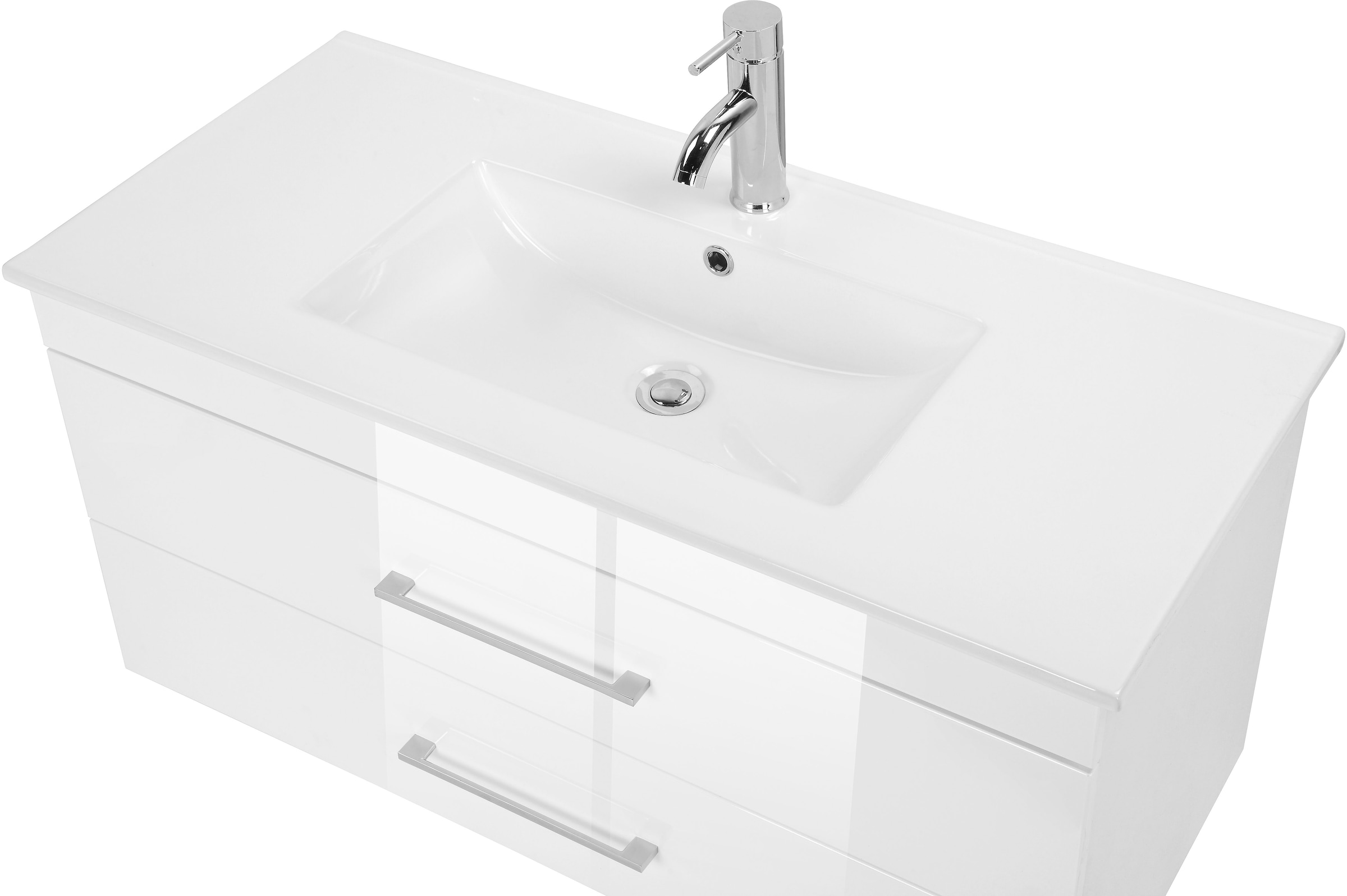 welltime Waschtisch »Florenz« Komplett-Set,  Waschplatz mit 2 Auszügen und Softclose Breite 100cm