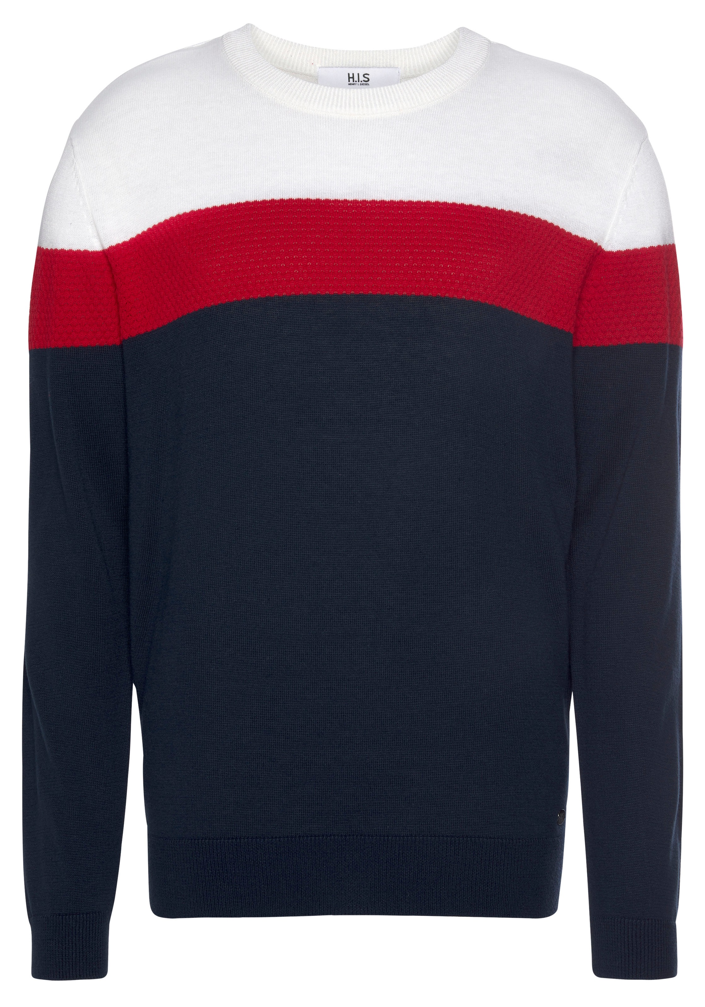 H.I.S Rundhalspullover »neue Farben!«, Colorblocking, in leichter Strickqualität