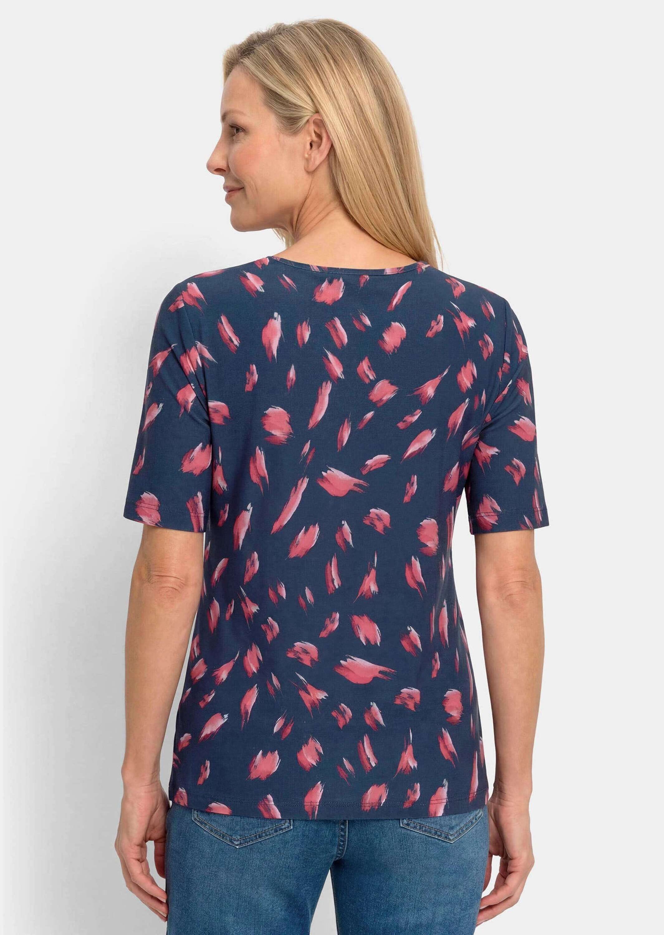 GOLDNER Kurzarmshirt »Kurzgröße Sommershirt mit Tupfenmuster« stretchbequemer Jersey
