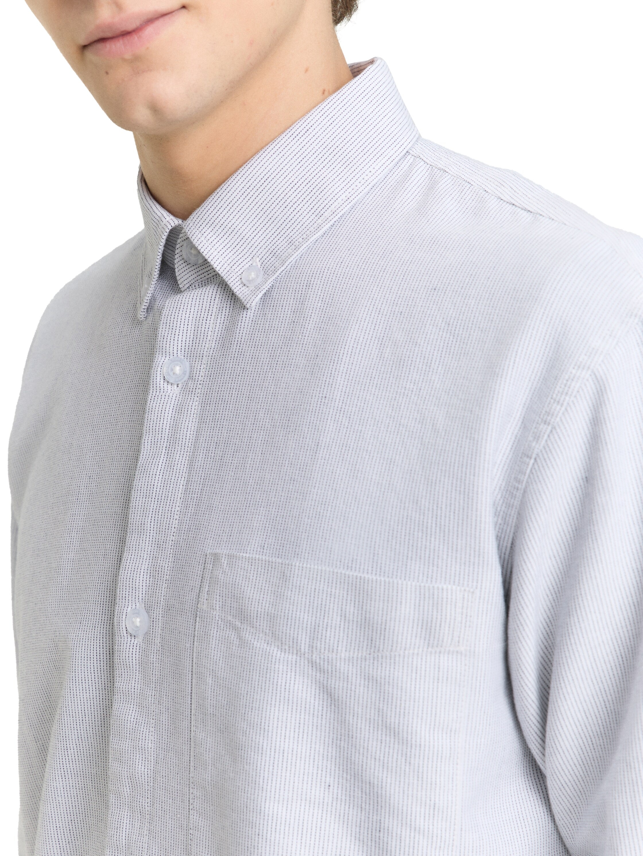 TOM TAILOR Denim Langarmhemd gestreift, mit Button-down-Kragen