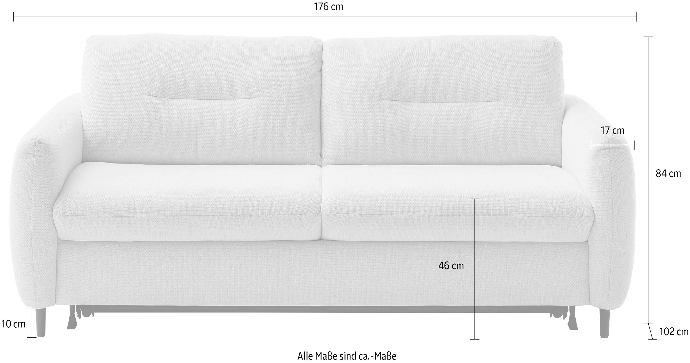Home affaire 2-Sitzer »Clevina, Schlafsofa mit Kaltschaummatratze, Breite 176 cm« Sofa & Bett in einem – kinderleicht ausklappbar & freistellbar im Raum