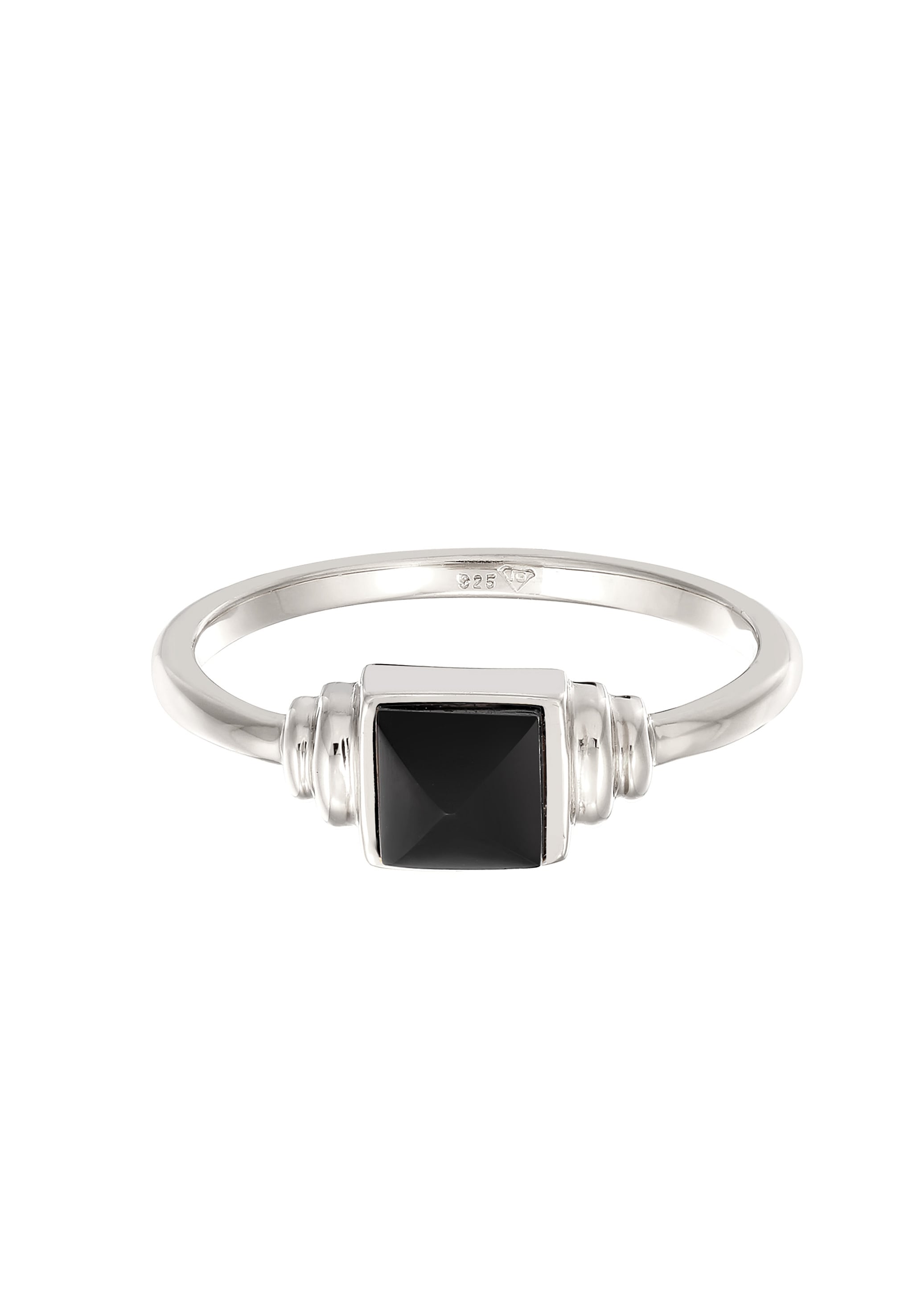 Elli Premium Silberring »Ring Onyx Quadrat Vintage 925 Silber vergoldet«