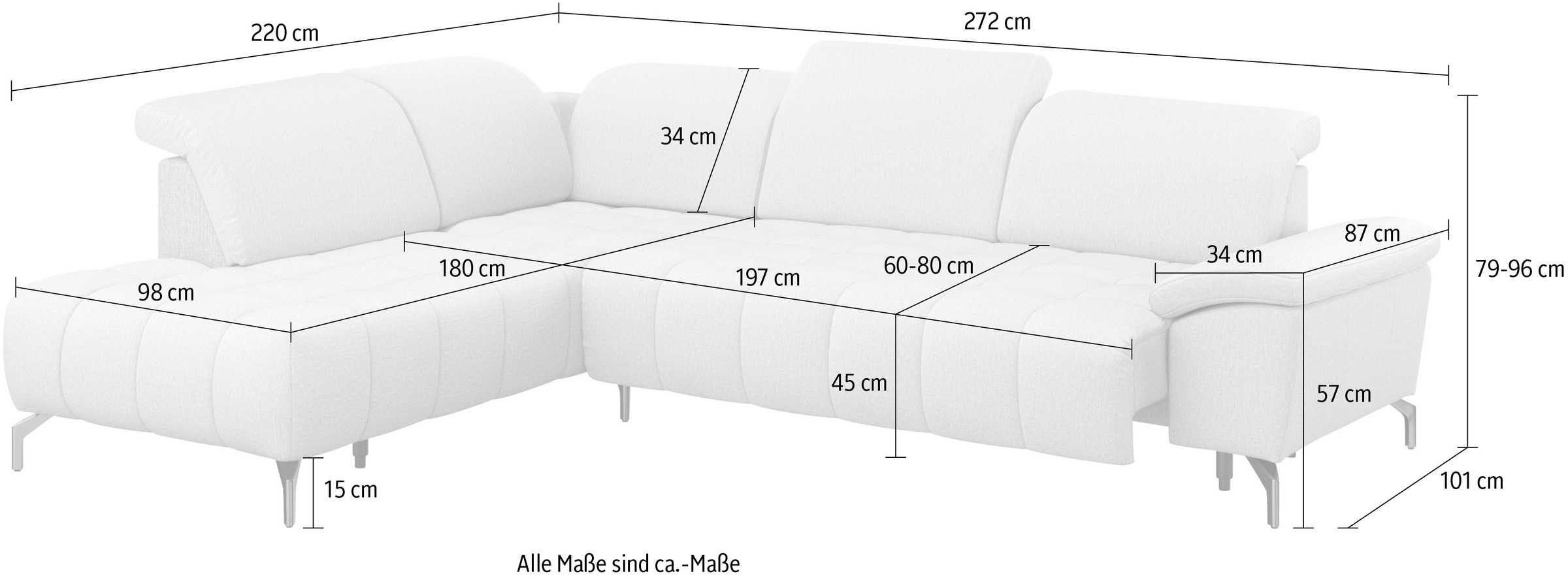 sit&more Ecksofa »Cool L-Form« wahlweise mit Kopfteilverstellung und Vorziehsitz motorisch