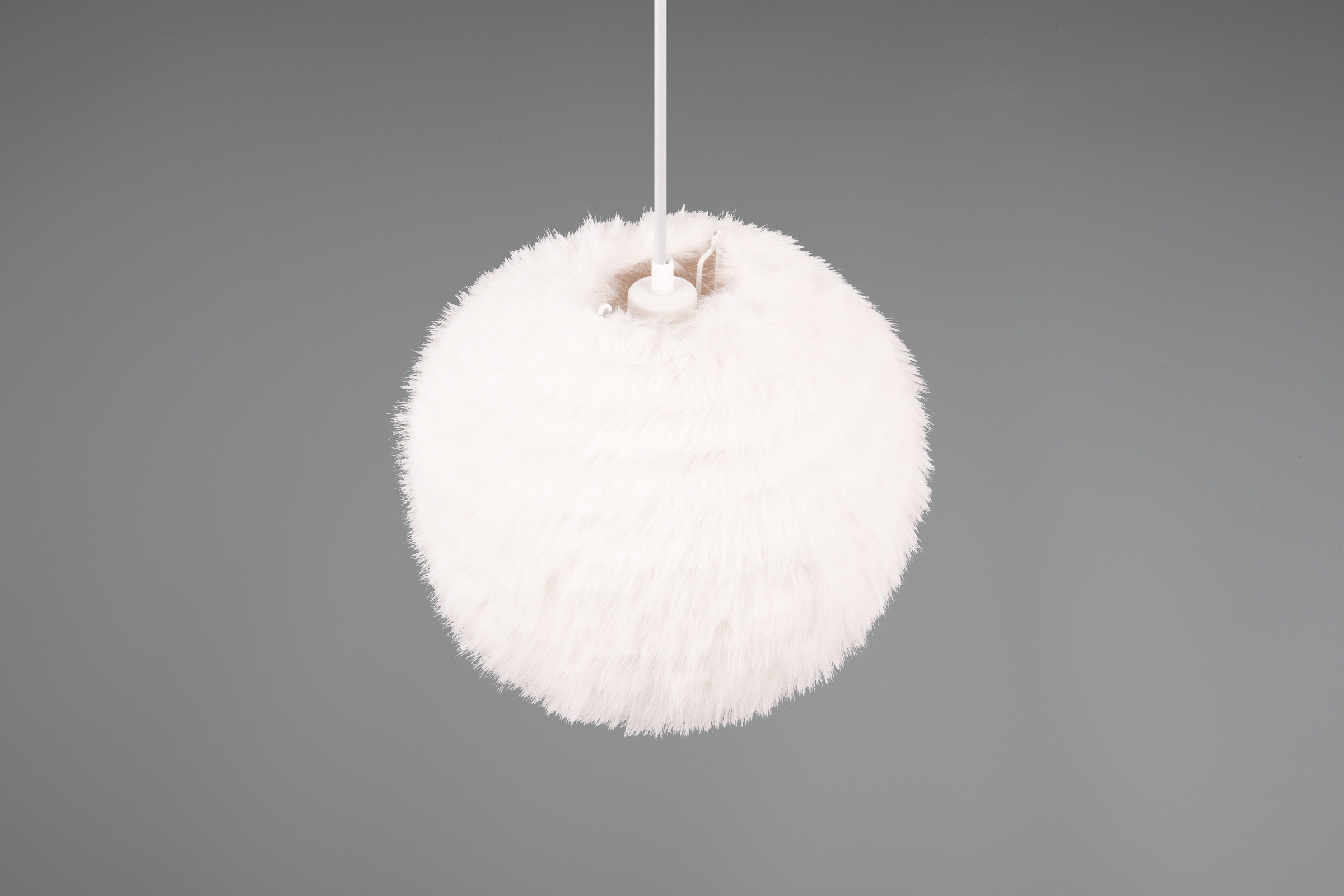 REALITY Leuchten Pendelleuchte »FURRY, höhenverstellbare Hängelampe mit Plüsch Lampenschirm Ø 35cm« E27 1 Stk. warmweiß - kaltweiß exkl 1xE27 max 10W, weiße Plüsch Hängeleuchte Schlafzimmer Wohnzimmer