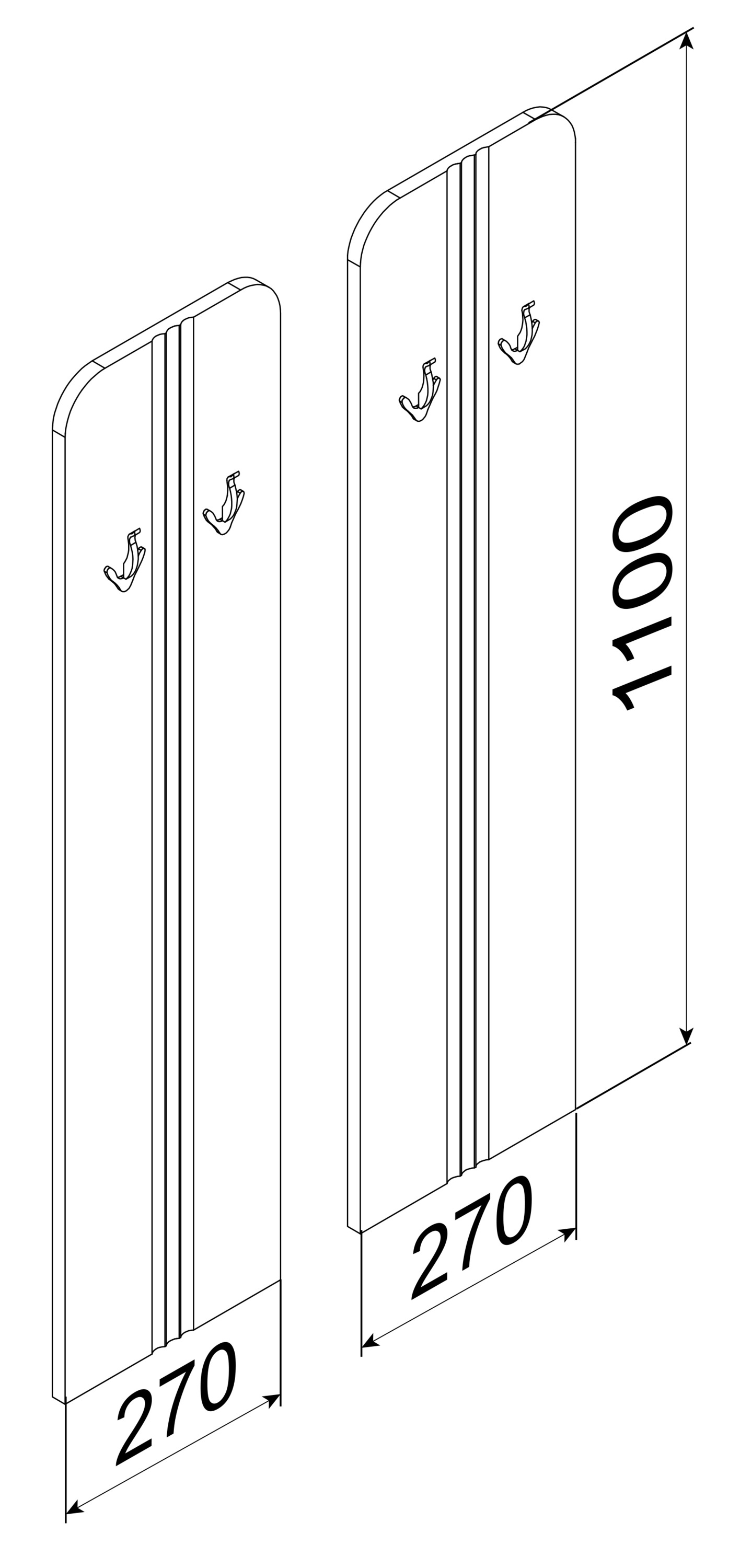 VCM Garderobe »VCM Holz Garderoben-Set | Dielenmöbel | Maße pro Paneel: H. 110 x B. 27 x T. 2 cm | je Paneel 2 Haken - Balia«, (1 St., VCM Balia)
