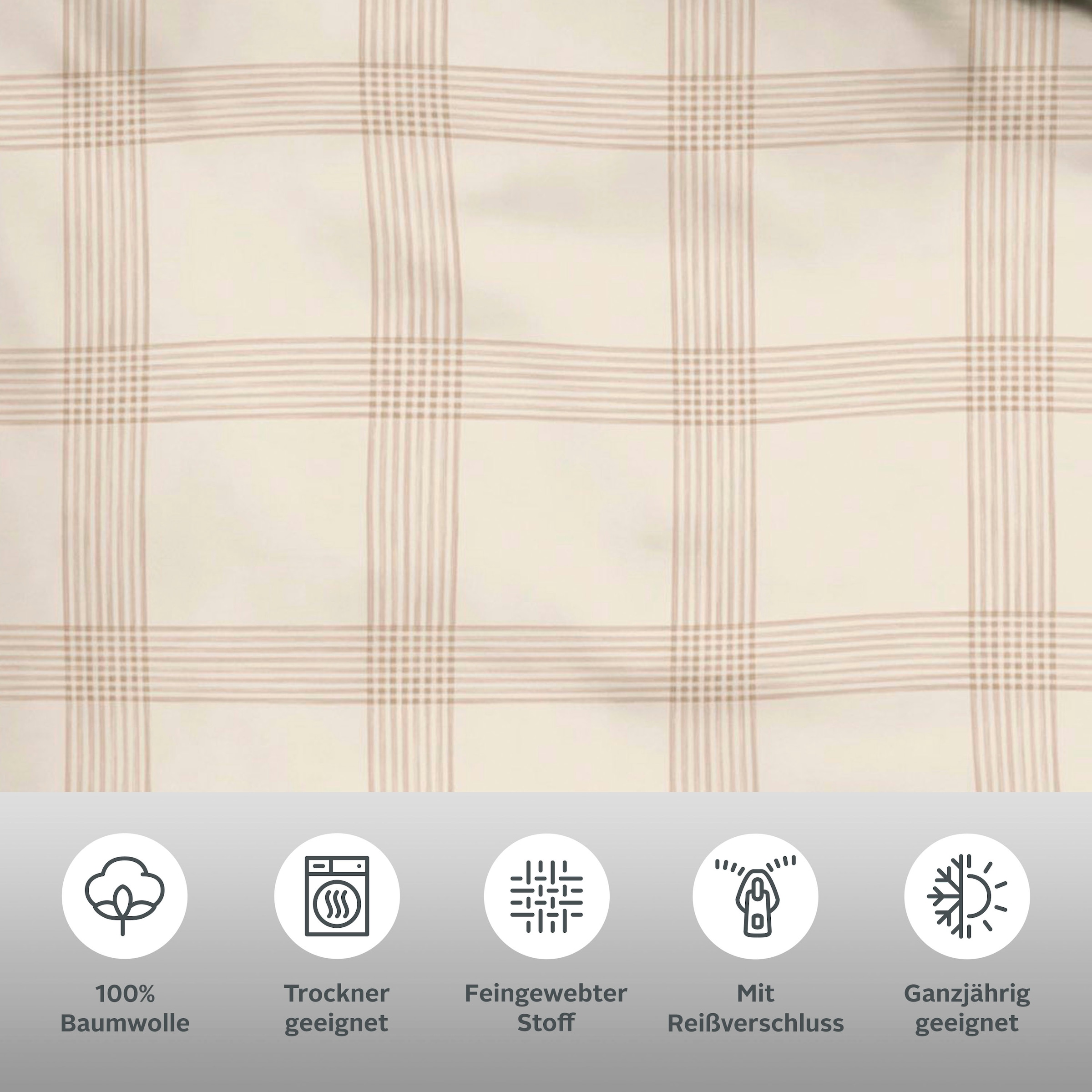 OTTO products Bettwäsche »Check in Gr. 135x200, 155x220 oder 200x200 cm«, (2 tlg.), Bettwäsche aus Bio-Baumwolle, nachhaltige Bettwäsche im Karo-Design