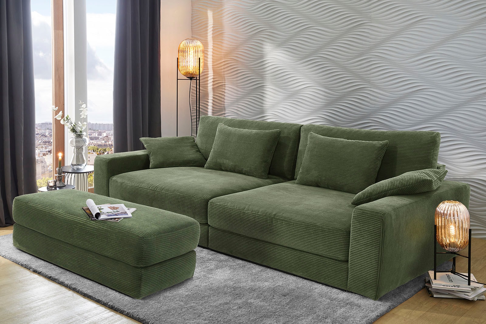 Jockenhöfer Gruppe Big-Sofa »Milano XXL, B: 290 cm« mit Zierkissen, Relaxfläche 120x240 cm, Federkern
