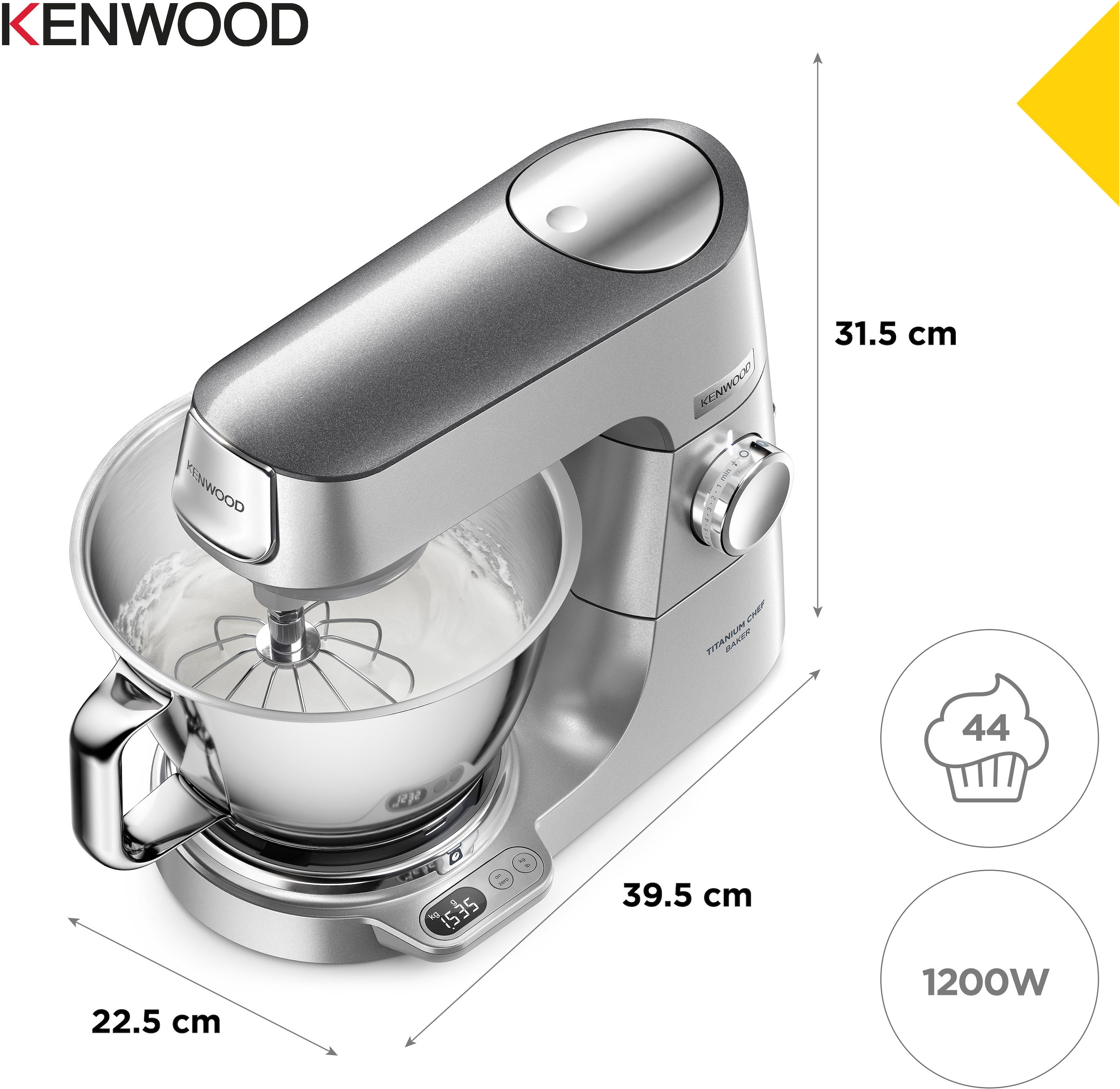 KENWOOD Küchenmaschine »Titanium Chef Baker KVC85.594SI«, inkl. umfangreiches Zubehör, mit integrierter EasyWeigh Waage