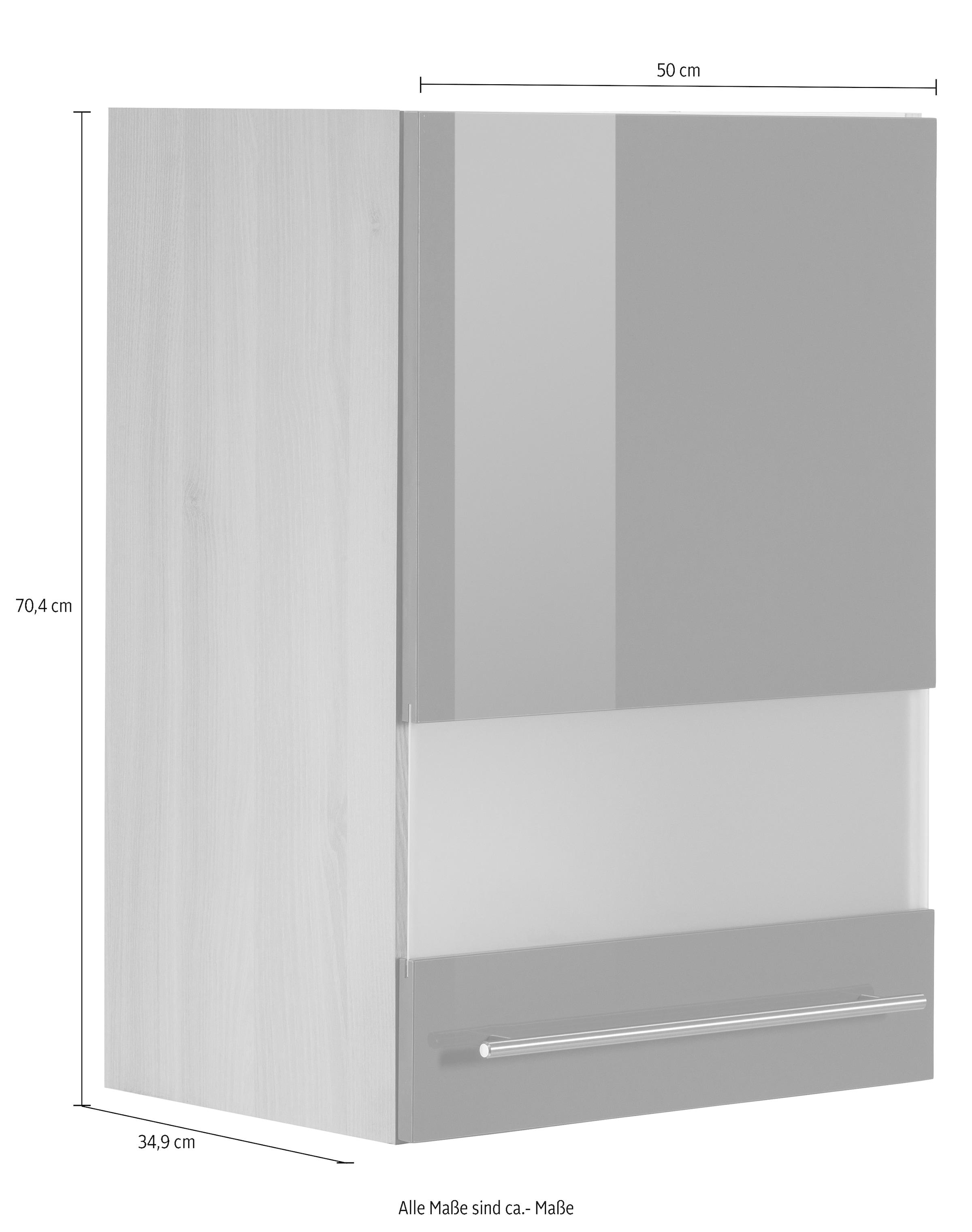 OPTIFIT Glashängeschrank »Bern« Breite 50 cm, Front mit Milchglas-Einsatz, mit Metallgriff