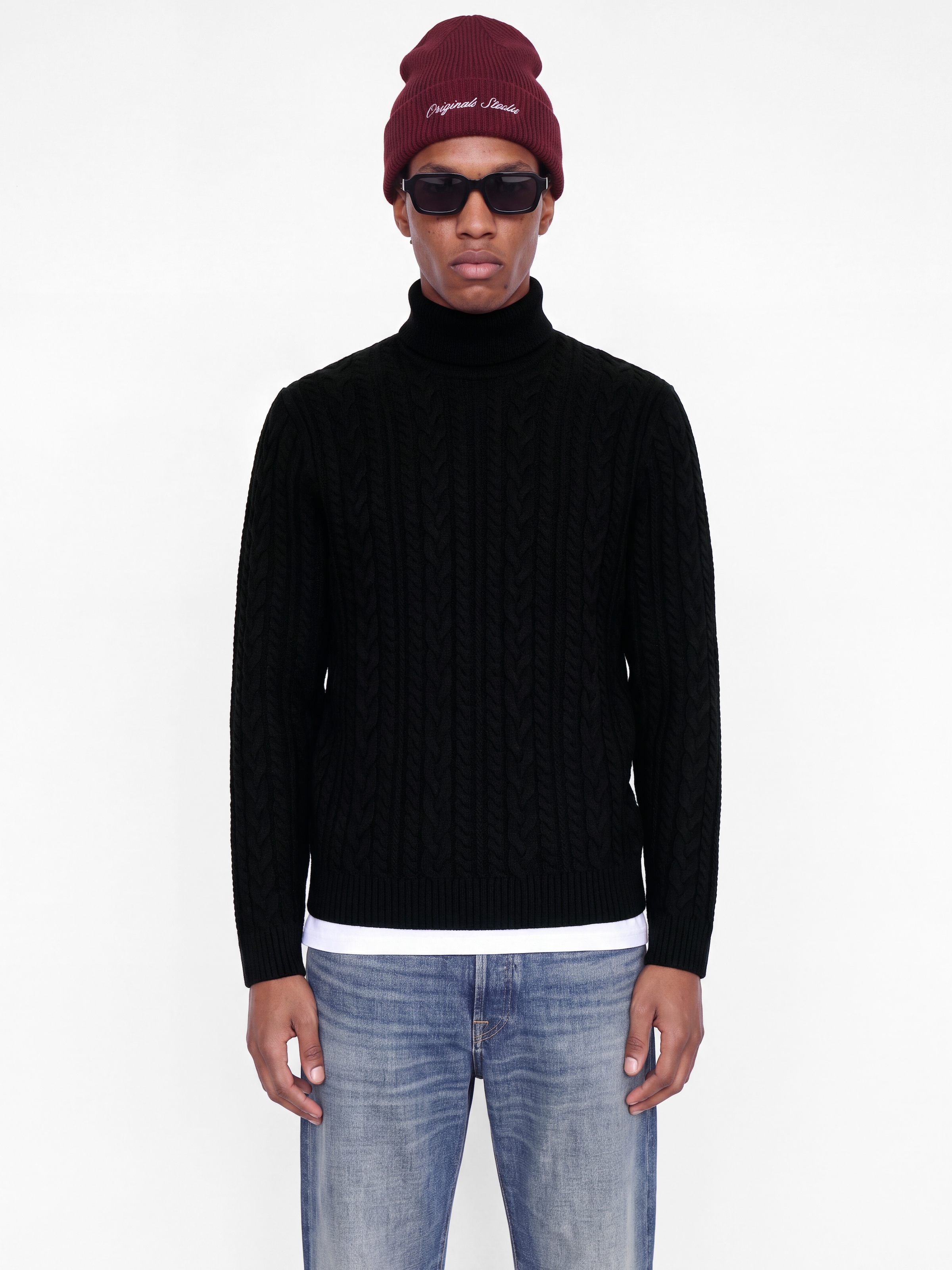 Jack & Jones Rollkragenpullover »JPRBLUCALLUM CABLE KNIT ROLL NECK« Materialmix, regular fit