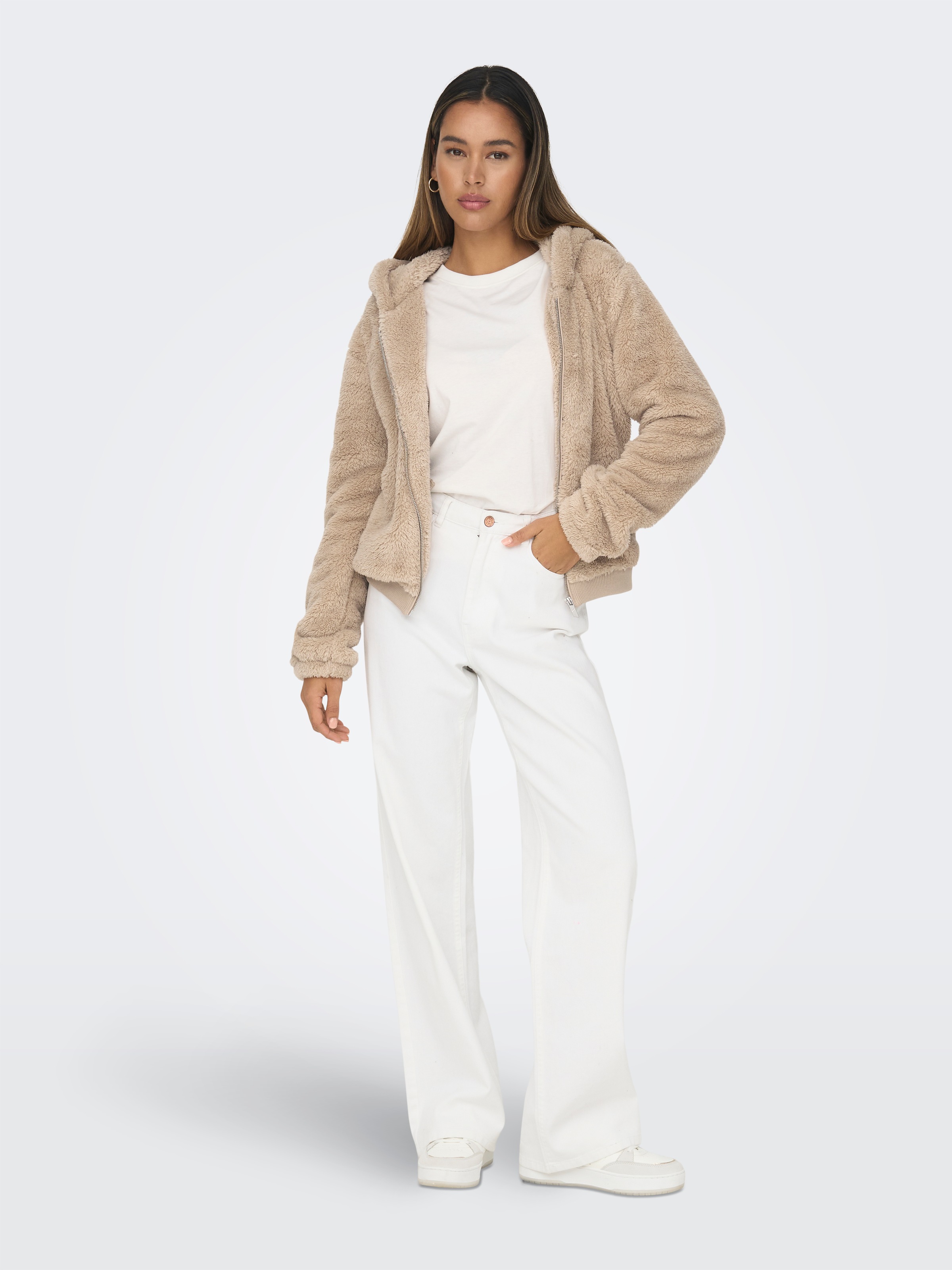 ONLY Kapuzenplüschjacke »ONLNEWANNA CONTACT SHERPA JKT OTW NOOS«, mit Kapuze