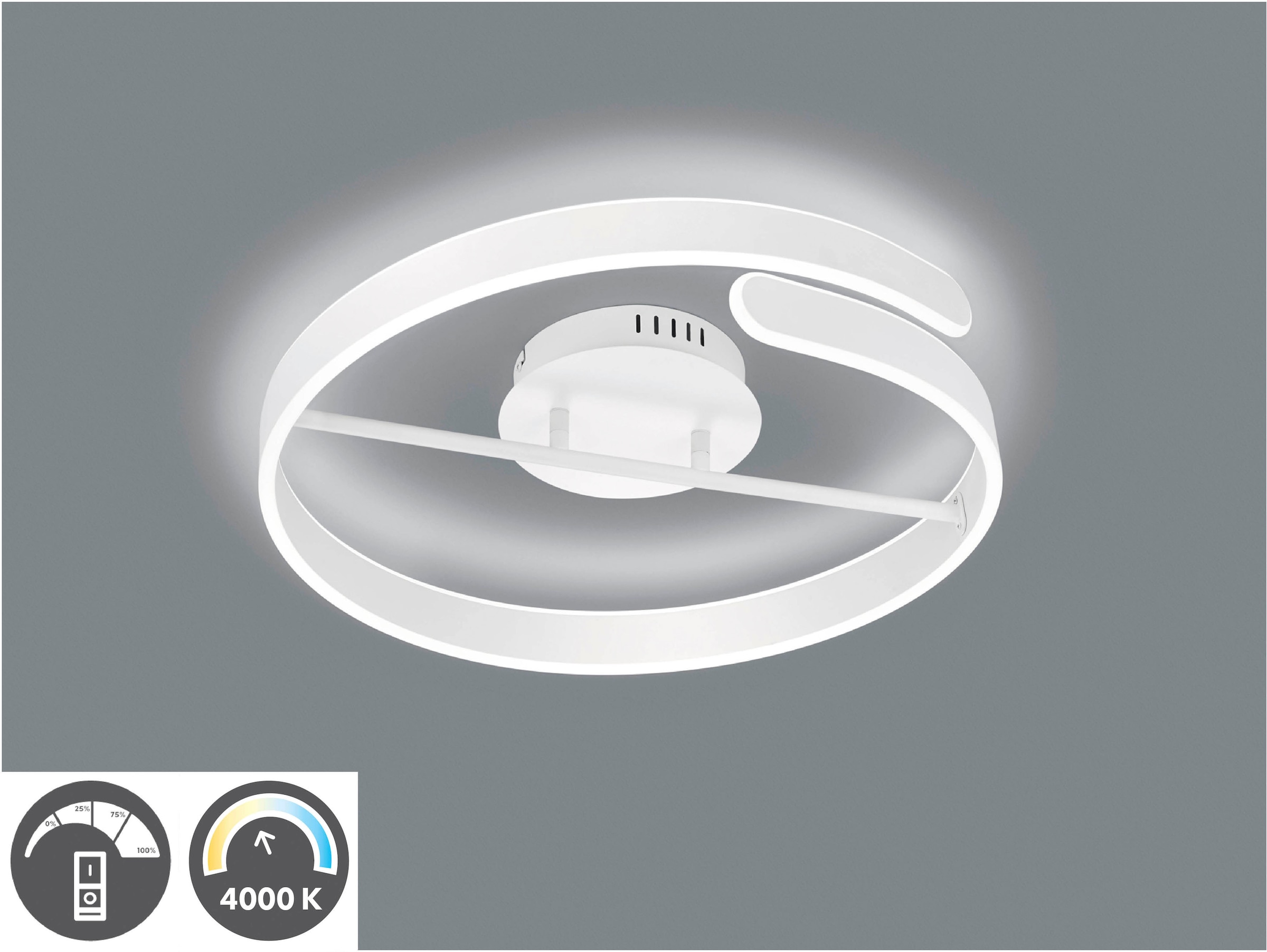 REALITY Leuchten LED Deckenleuchte »Parma« LED-Board 1 Stk. Neutralweiß Deckenlampe Ø 50cm, neutralweiß 4000K, dimmbare LED 37W, 4500 Lumen