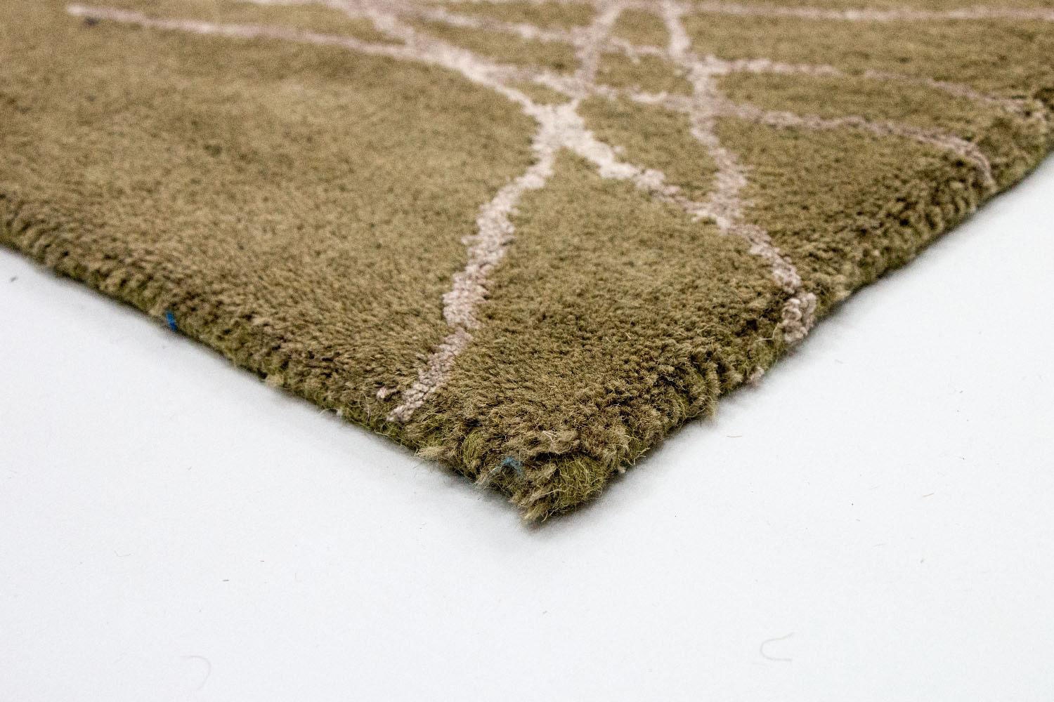 morgenland Wollteppich »Designer Teppich handgetuftet grün«, rechteckig