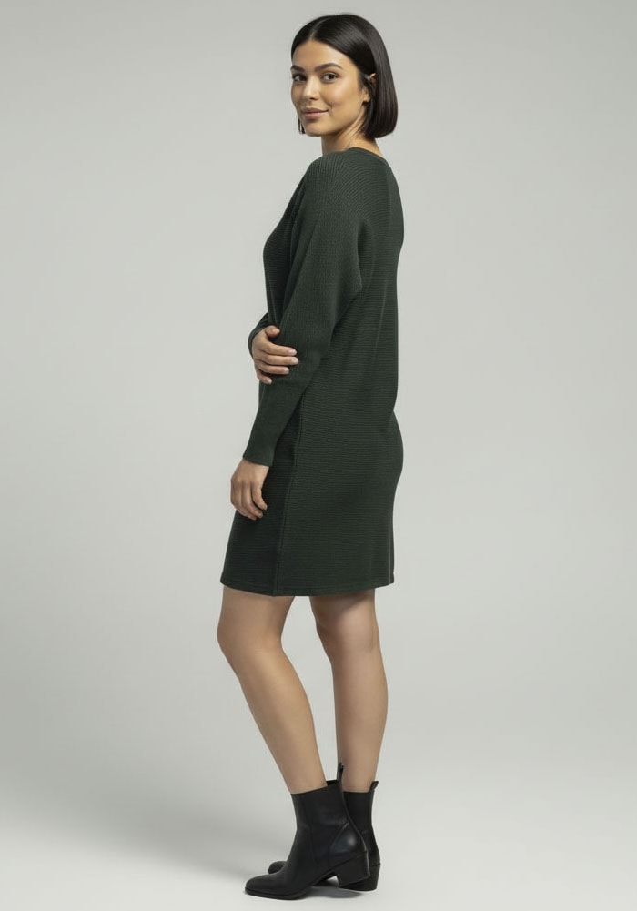 Laura Scott Strickkleid Ohne Taschen mit Fledermausärmeln und Rippstrick - NEUE KOLLEKTION