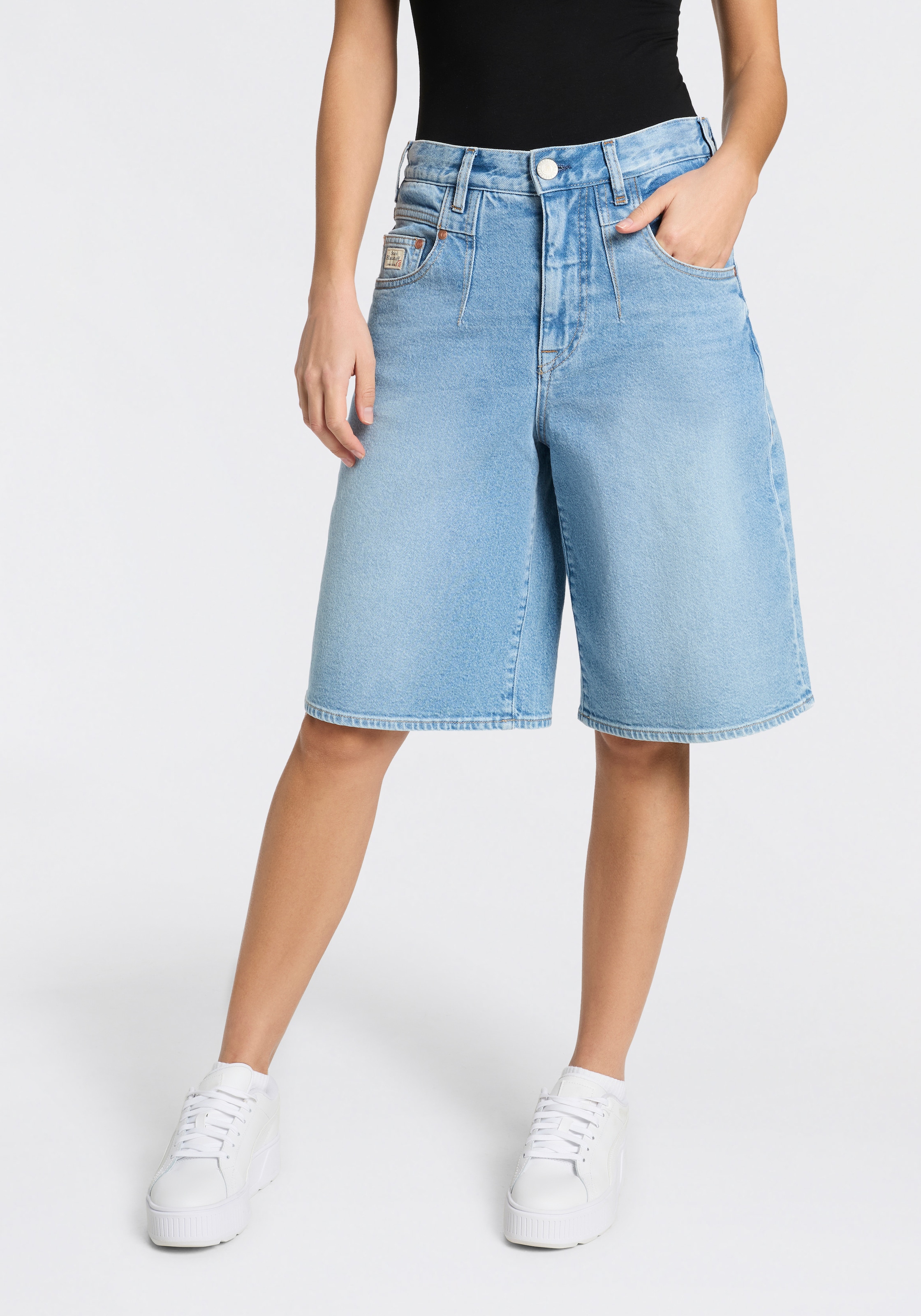 Herrlicher Jeansbermudas »Brooke Bermuda Denim« mit weitem Bein