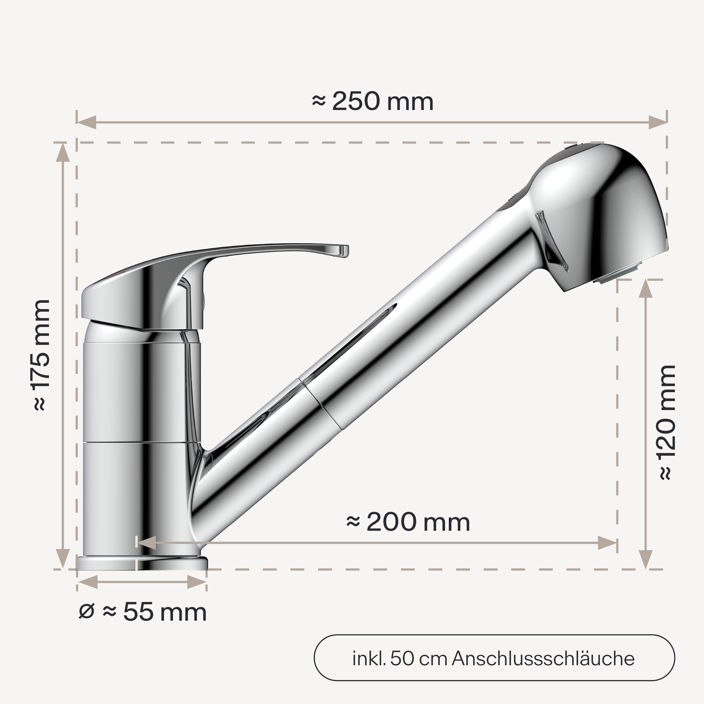 WASSERWERK Spültischarmatur »WK 7, Wasserhahn, Küche, Einhebelmischer«