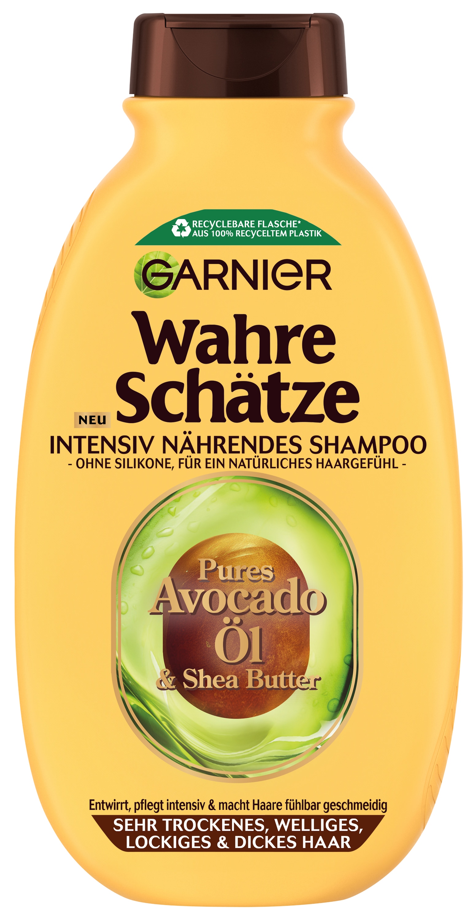 GARNIER Haarshampoo »WAHRE SCHÄTZE INTENSIV NÄHRENDES SHAMPOO AVOCADO-ÖL« für sehr trockenes, welliges, lockiges und dickes Haar, ohne Silikone