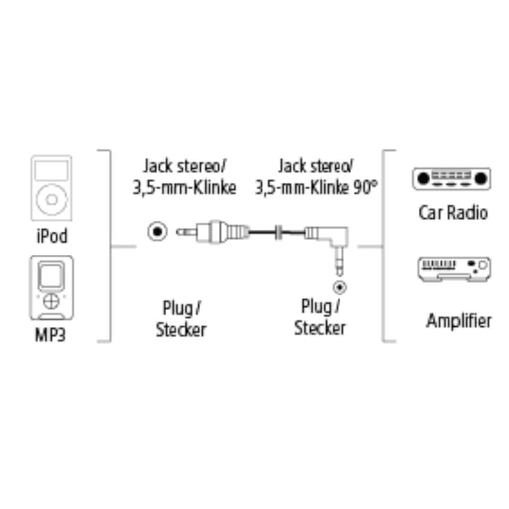 Hama Audio-Kabel »Verbindungskabel "AluLine", 3,5-mm-Klinke, Stecker-Stecker 90°, 0,75m«, 3,5-mm-Klinke, 75 cm