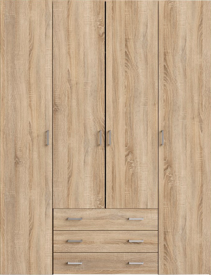 Home affaire Kleiderschrank, Mit viel Stauraum, graue Stangengriffe, Gr. ca. 200,4 x 154 x 49,5 cm