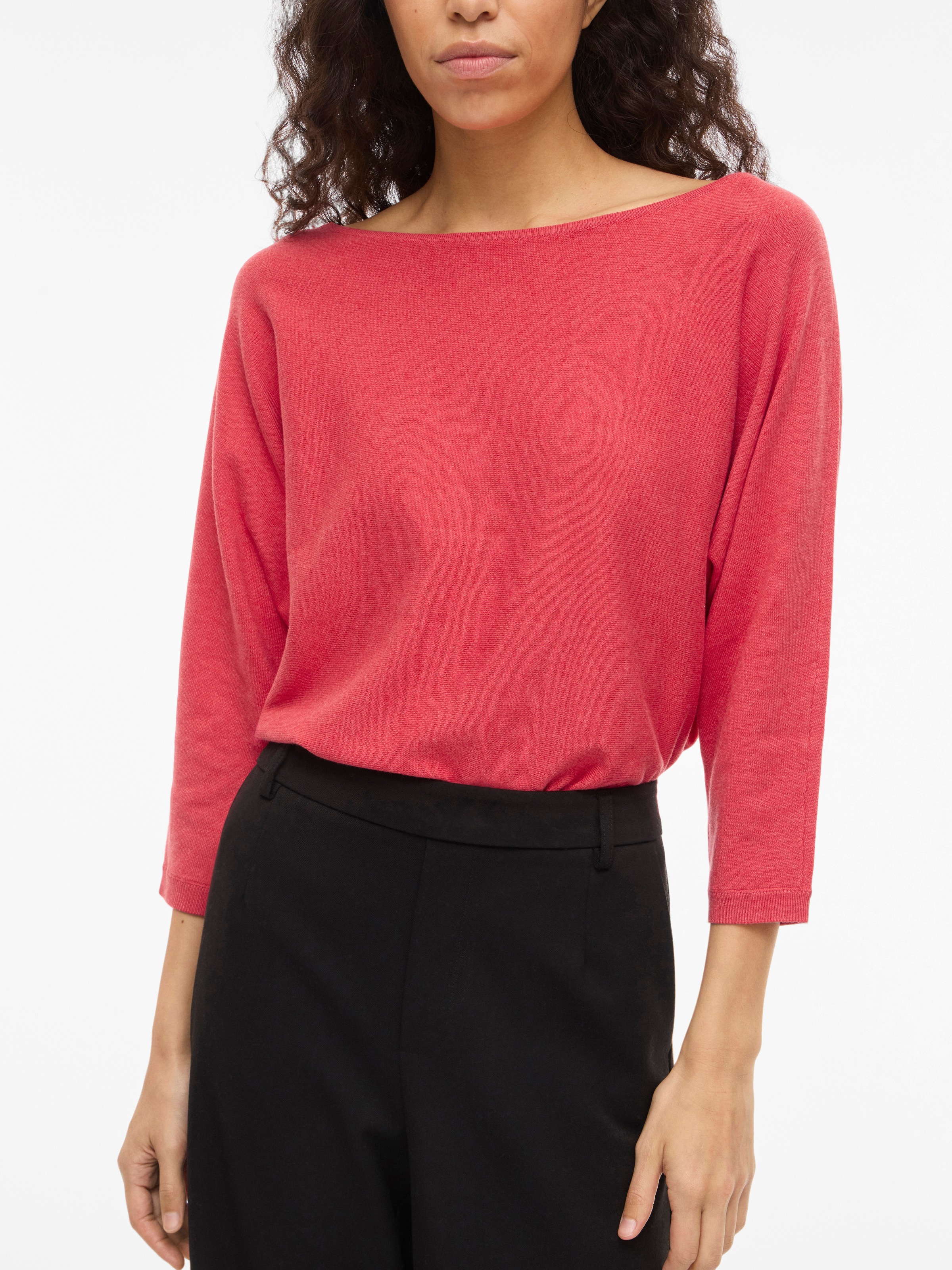 Vila 3/4 Arm-Pullover »VIMALU BOATNECK 3/4 SLEEVE KNIT TOP-NOOS« Materialmix, loose fit