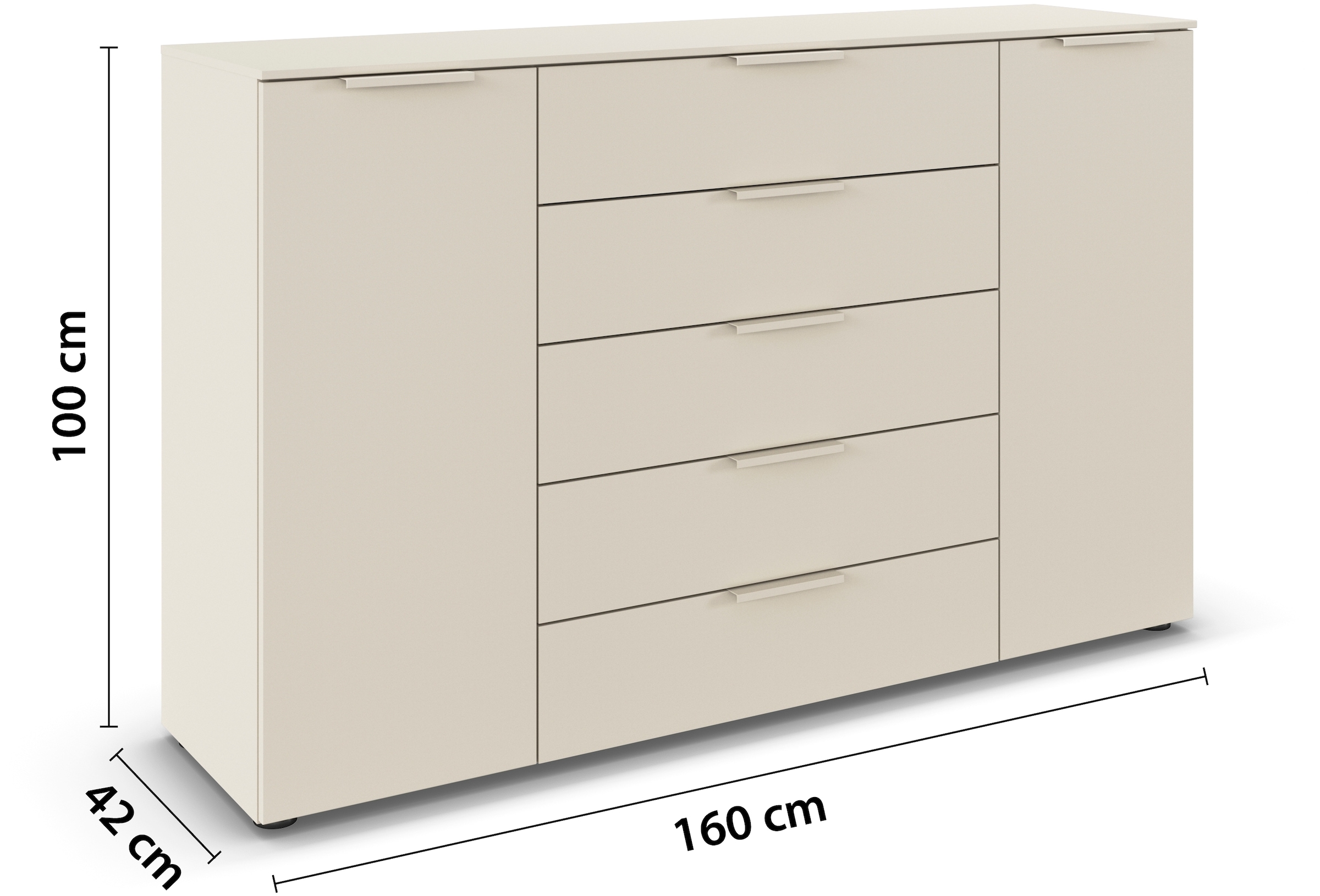 rauch Schubkastenkommode »Flipp Schubladenkommode Wäscheschrank Schrank Bestseller OTTO´s Choice« Breite 160/180 cm mit 4 Einlegeböden,  2-türig mit  5 Schubladen und Soft-Close-Funktion in zwei Breiten
