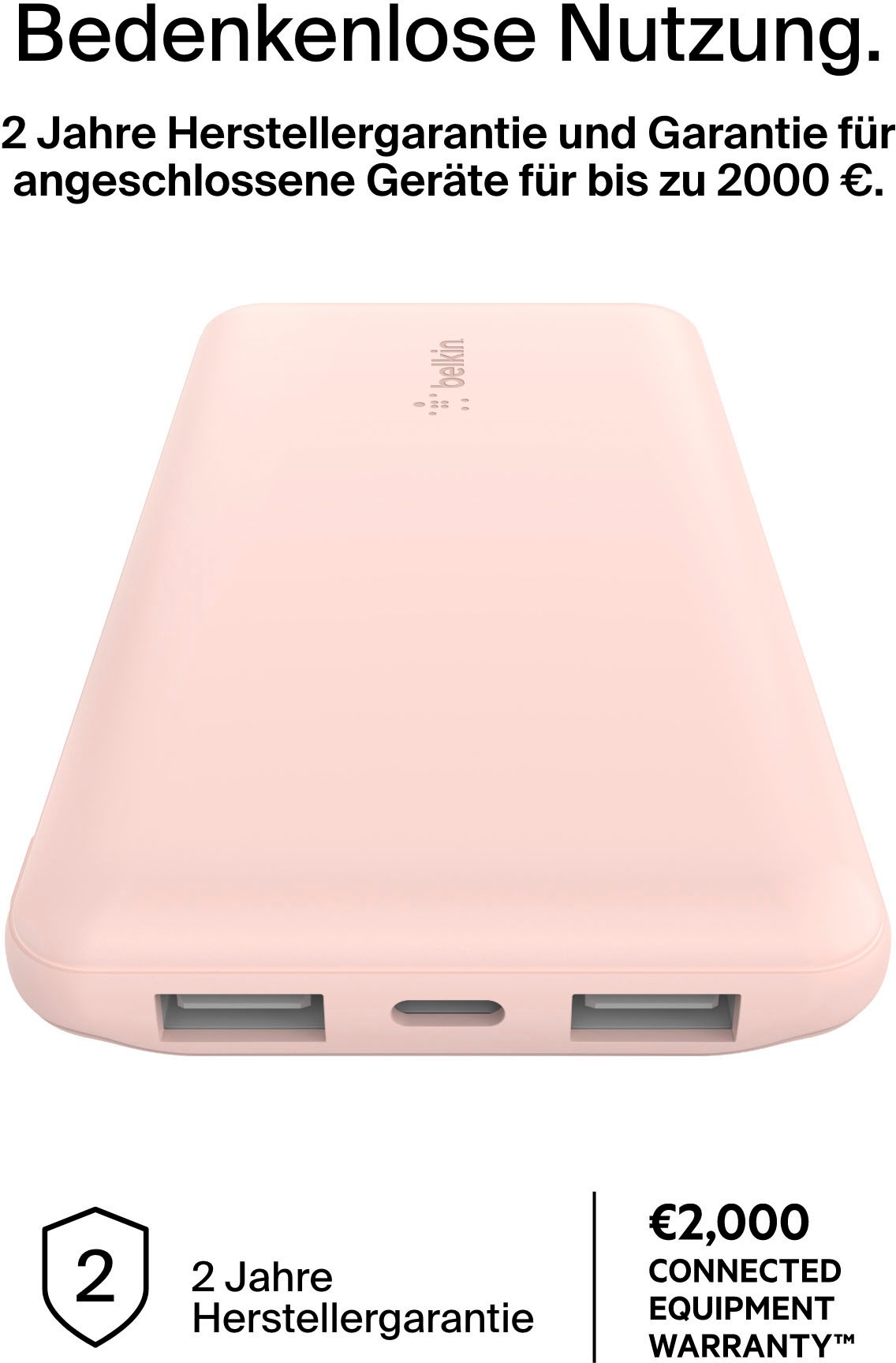 Belkin Powerbank »BoostCharge 10.000mAh Powerbank 15 Watt zum Laden von 3 Geräten«, 10000 mAh, 1x USB-C, 2x USB-A, Power für bis zu 40 Stunden