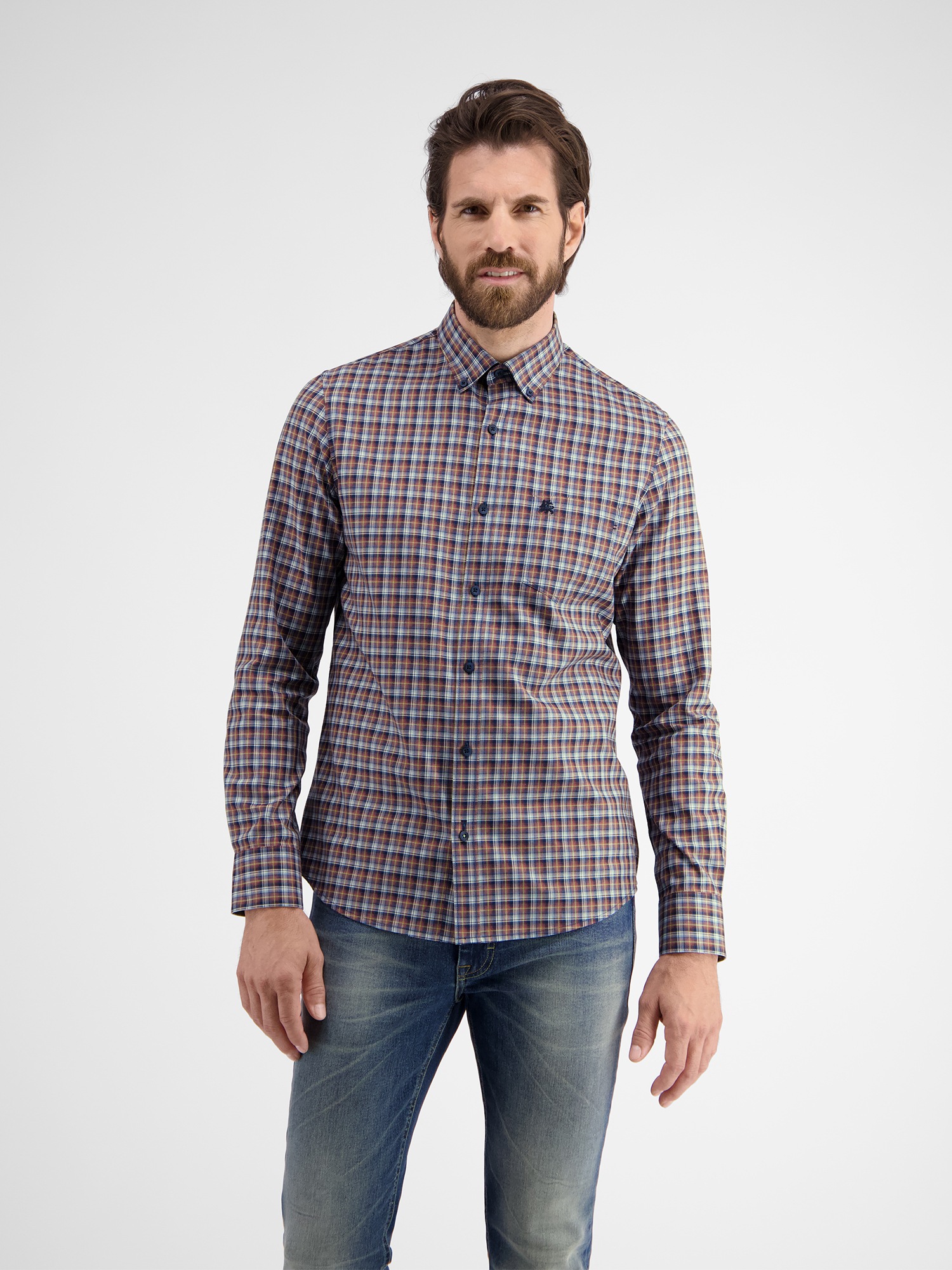 LERROS Karohemd »LERROS Kariertes Herrenhemd mit Button-down-Kragen«