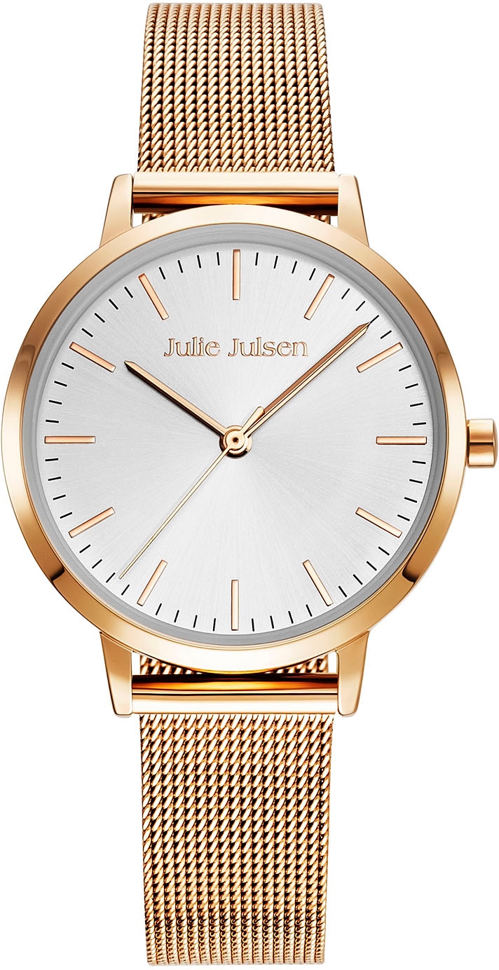 Quarzuhr »Julie Julsen Basic Line Rosé, JJW1027RGME«, Armbanduhr, Damenuhr, Mineralglas