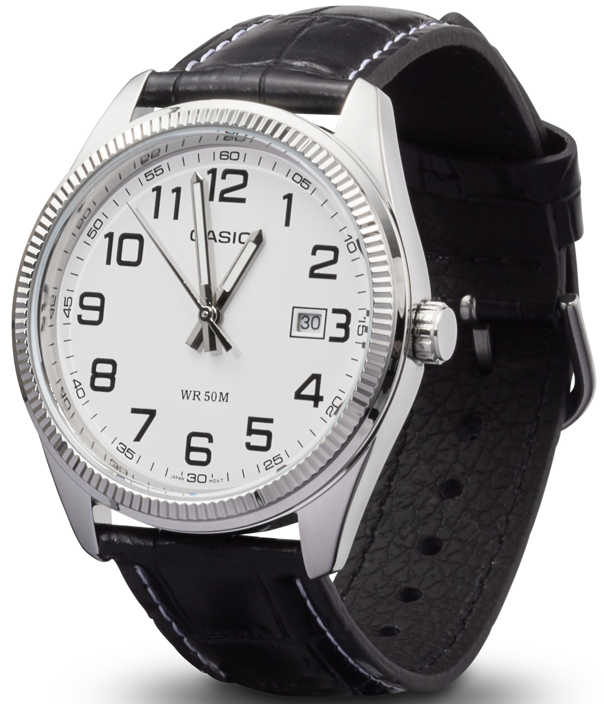 CASIO TIMELESS COLLECTION Quarzuhr, Armbanduhr, Herrenuhr, Damenuhr, analog, Datum, Lederarmband
