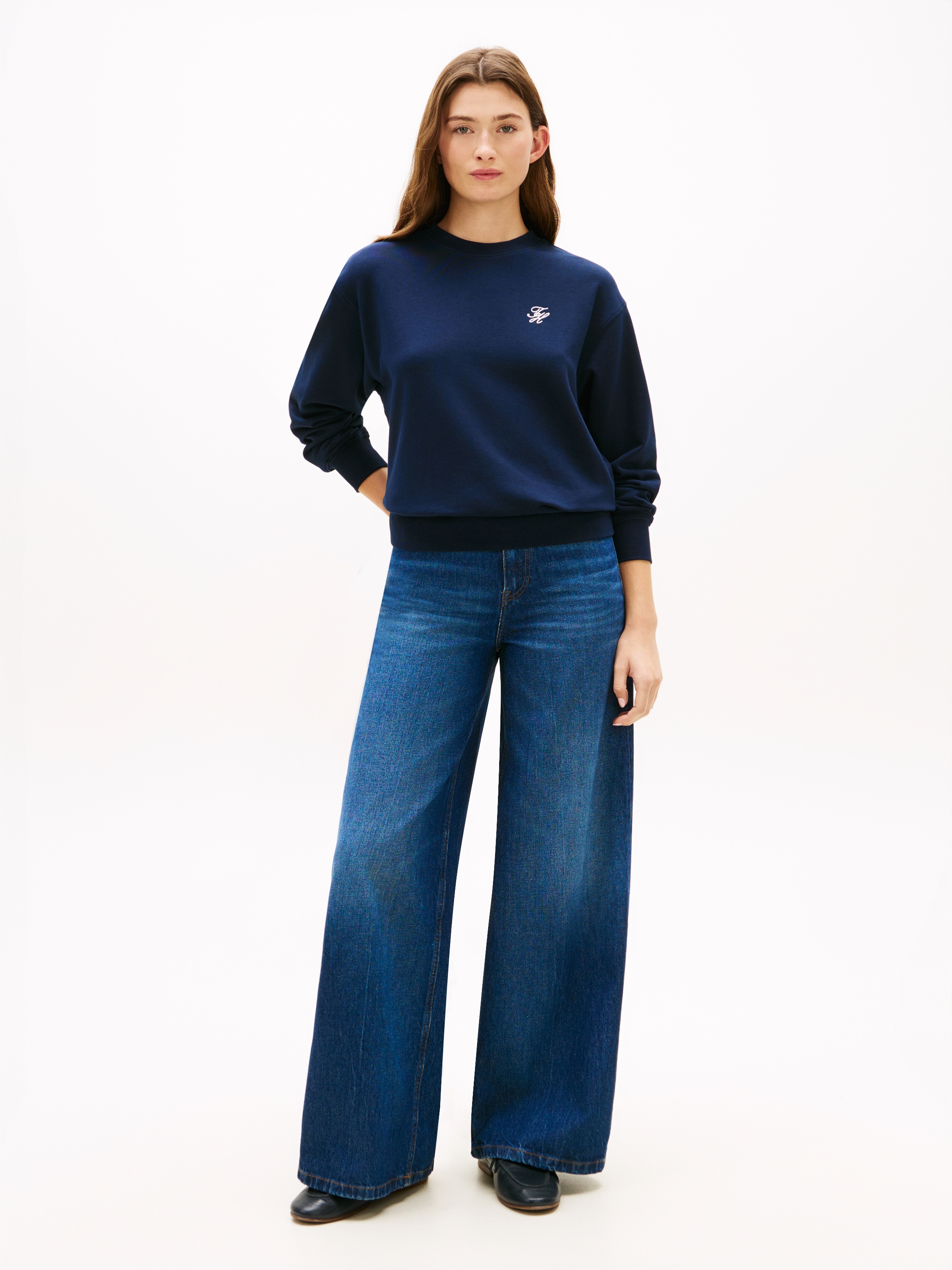 Tommy Hilfiger Sweatshirt »TH SCRIPT REG SWEATSHIRT«, mit kleinem Logo-Stick
