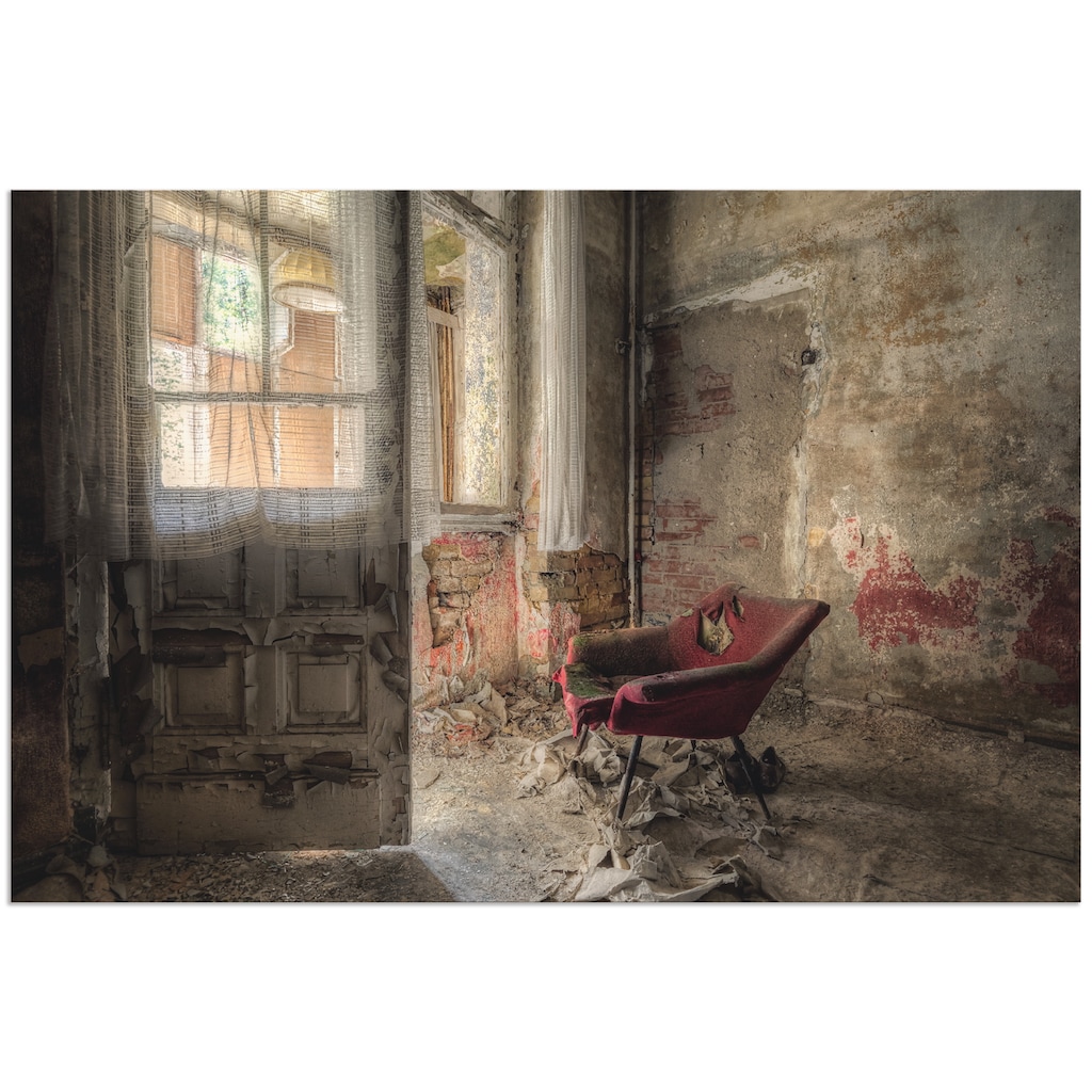 Artland Wandbild »Lost Place - roter Sessel I«, Innenarchitektur, (1 St.)