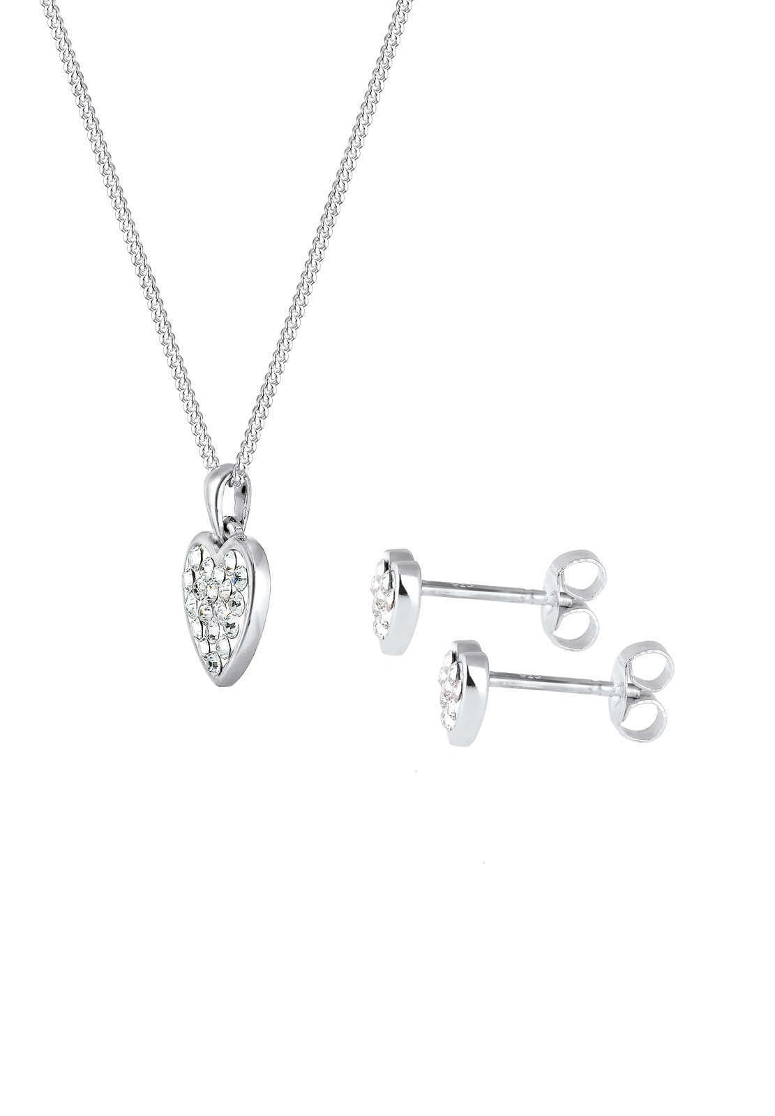 Elli Ohrring und Ketten Set »Schmuckset Herz Weiß 925 Sterling Silber, mit Kristallen von Swarovski®«