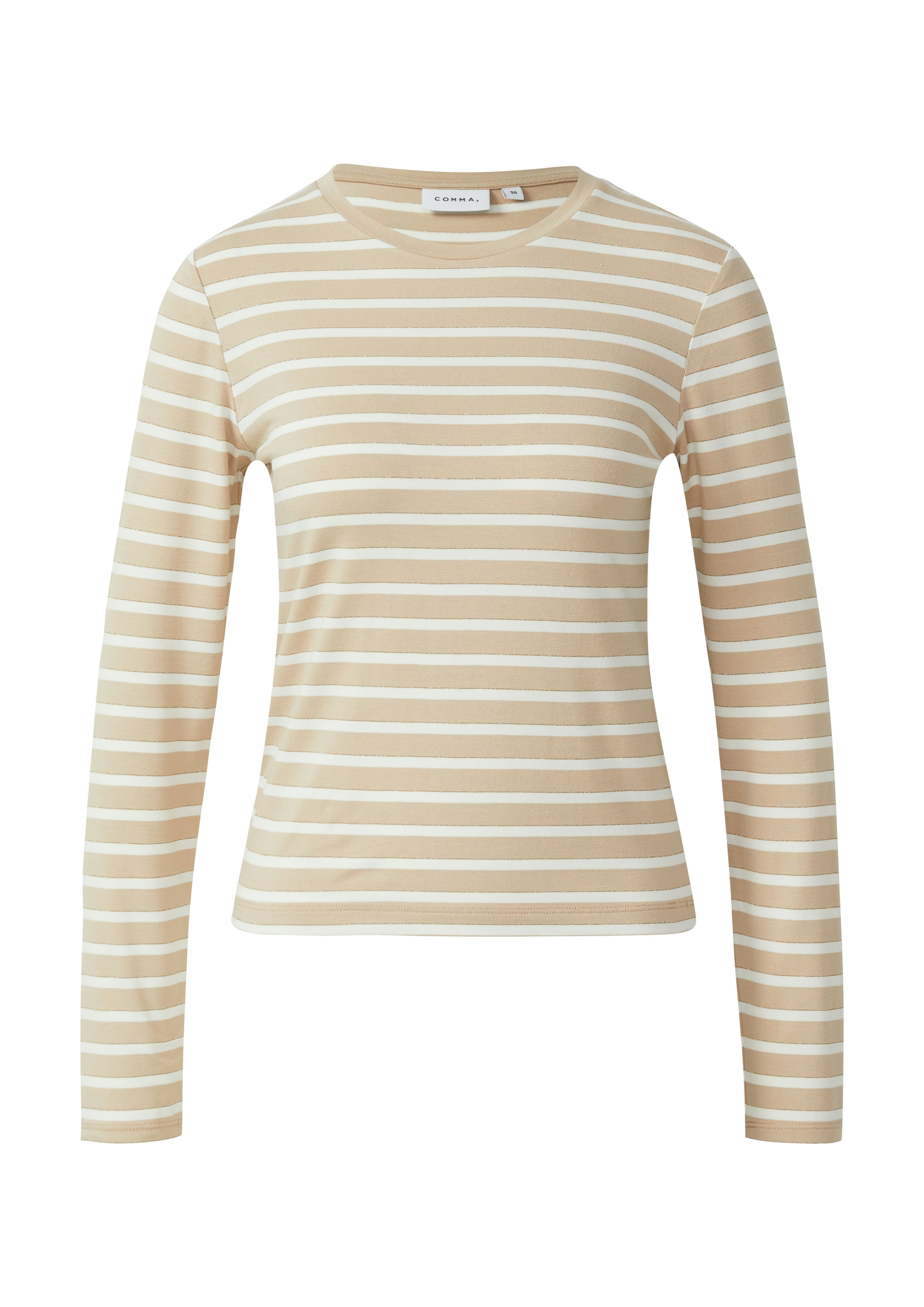 Comma Langarmshirt geringelt, mit Glitzer-Fäden