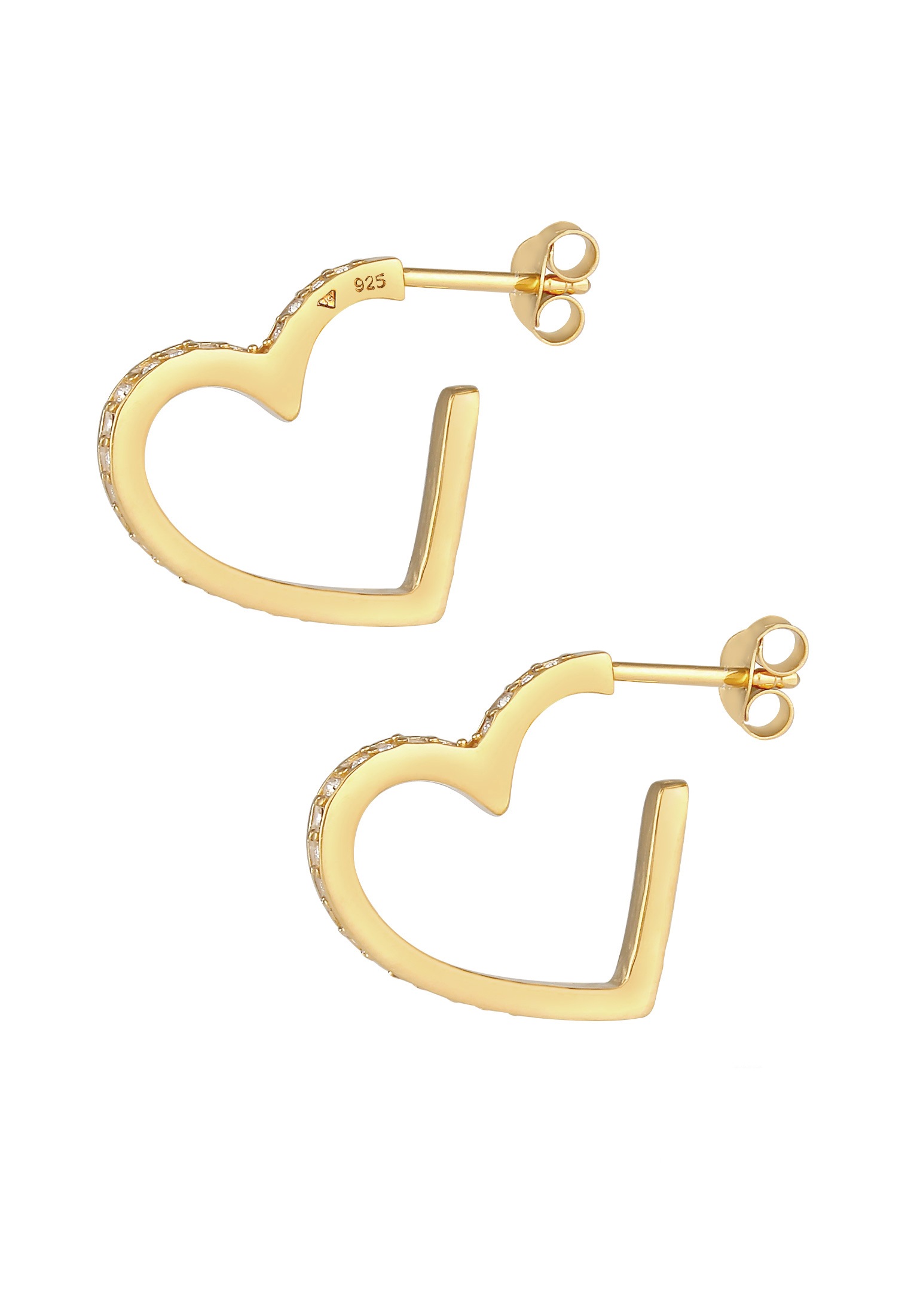 Elli Premium Paar Ohrstecker »Ohrringe Creolen Herz Liebe Kristalle 925 Silber«